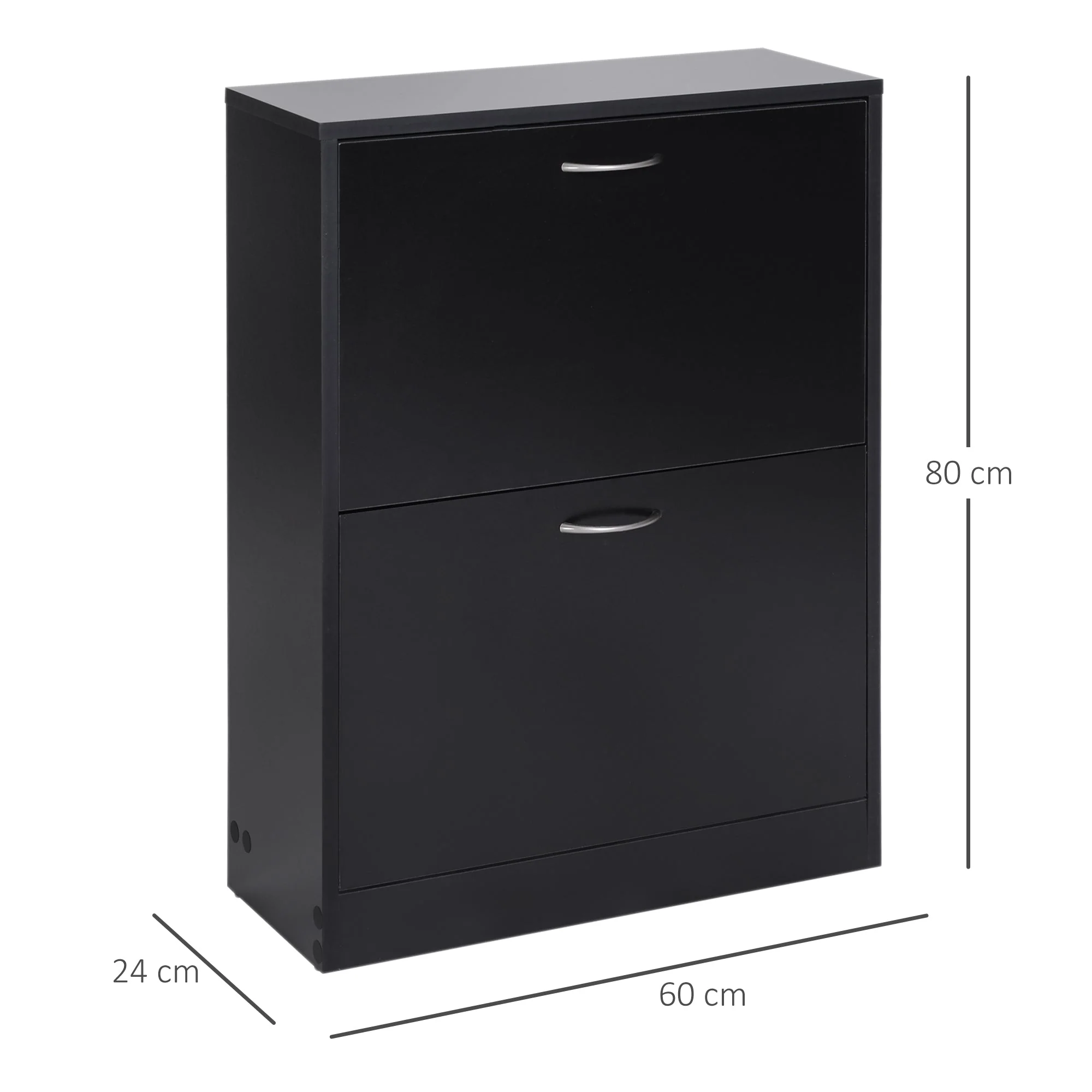 Homcom Shoe Cabinet Storage Cupboard 2-Tier Wood Tipping Bucket Modern Hall Organizer With Drawer Adjustable Shelf Large-Capacity Black - Image 3