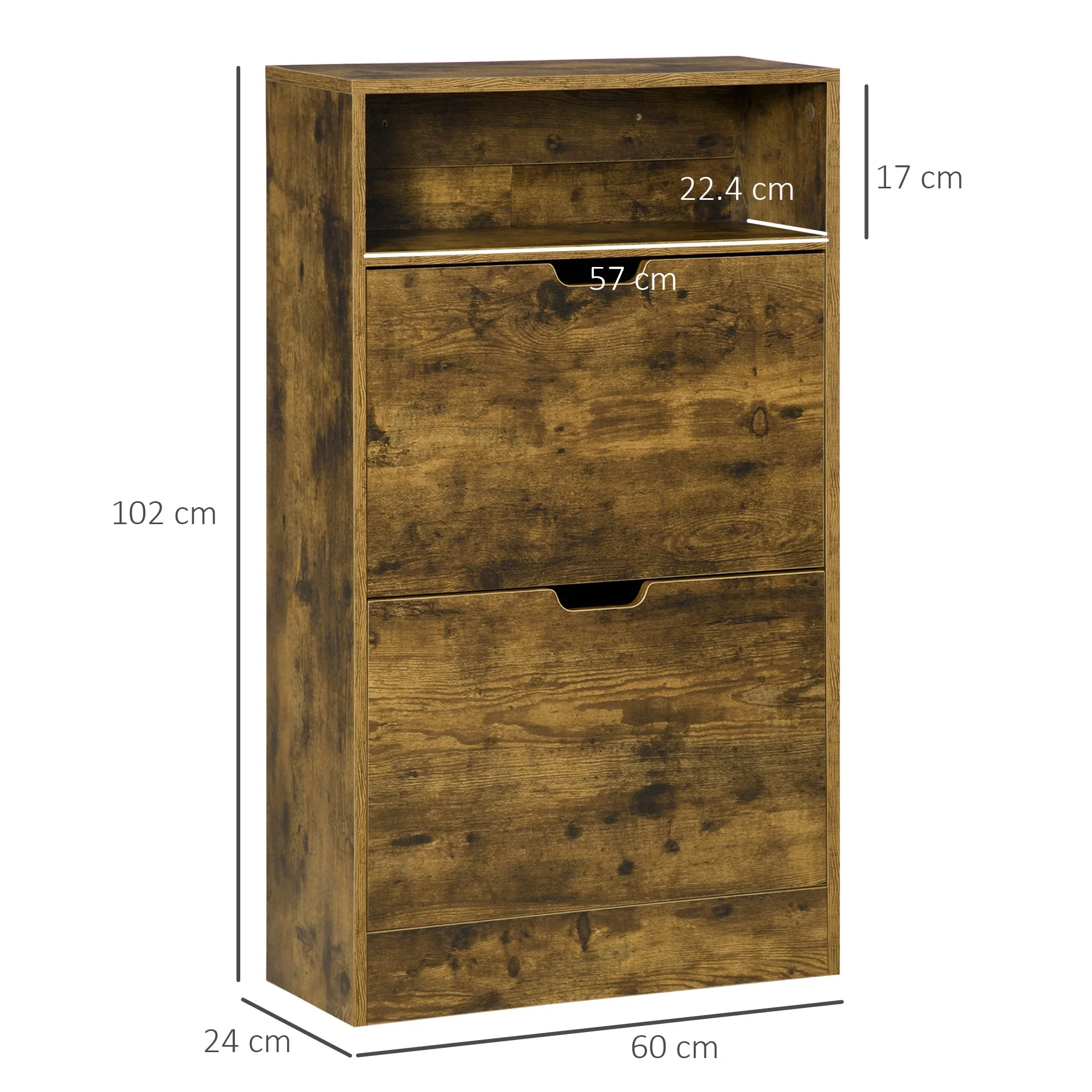 Homcom Slim Two-Drawer Shoe Cabinet - Image 3