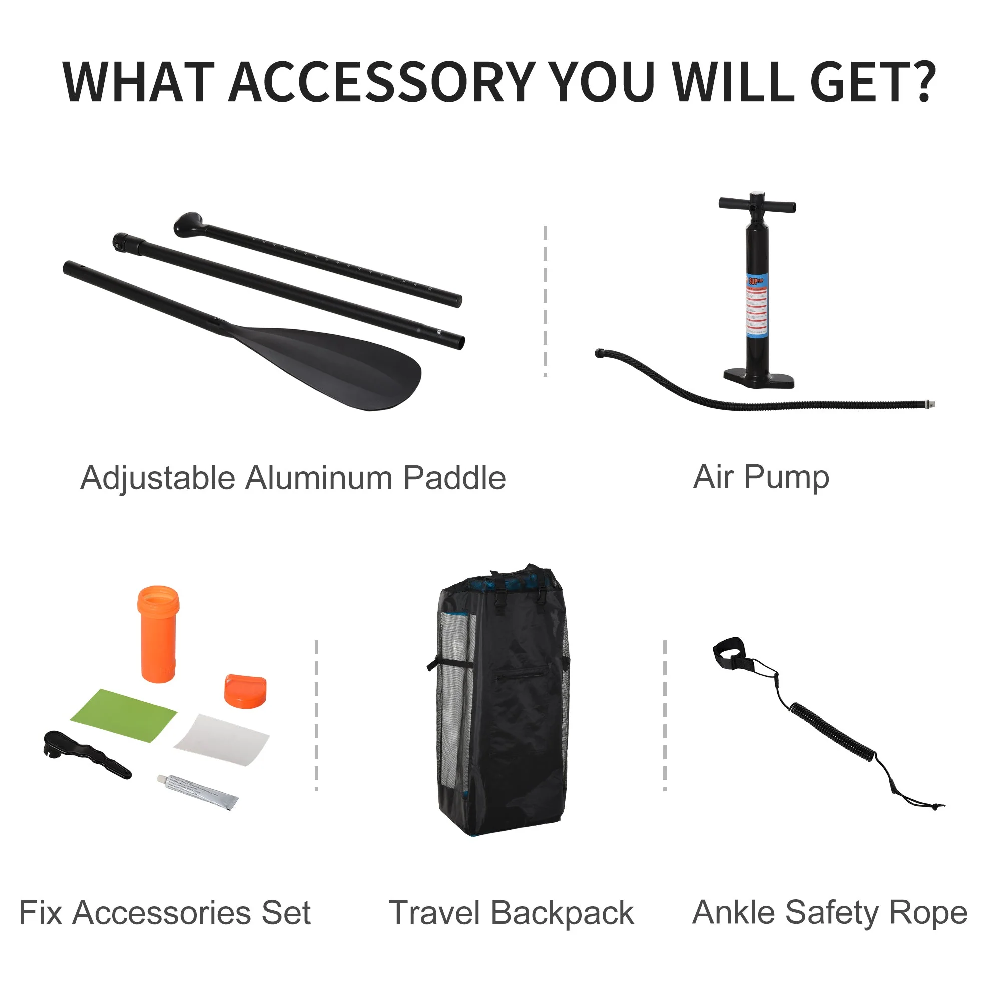 Homcom Stand Up Paddle Board Sup Accessory Carry Bag Adj Paddle Pump Leash Inflatable Paddle Board - Image 6