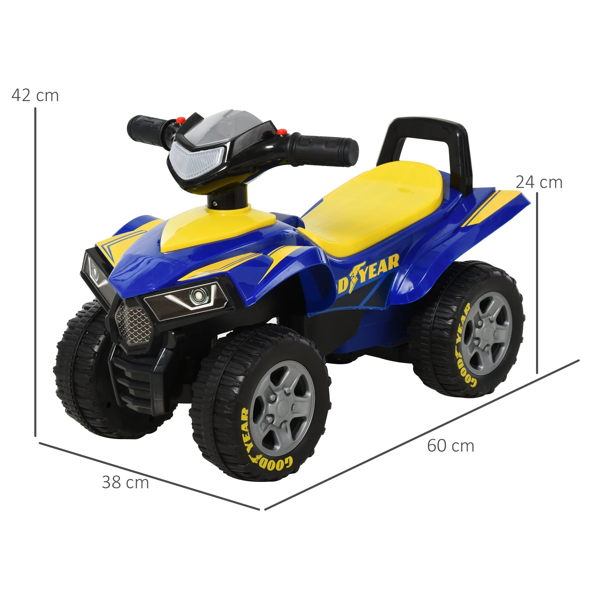 Homcom Toddlers Sound Effect PP Quad Bike Walker Yellow/Blue - Image 2