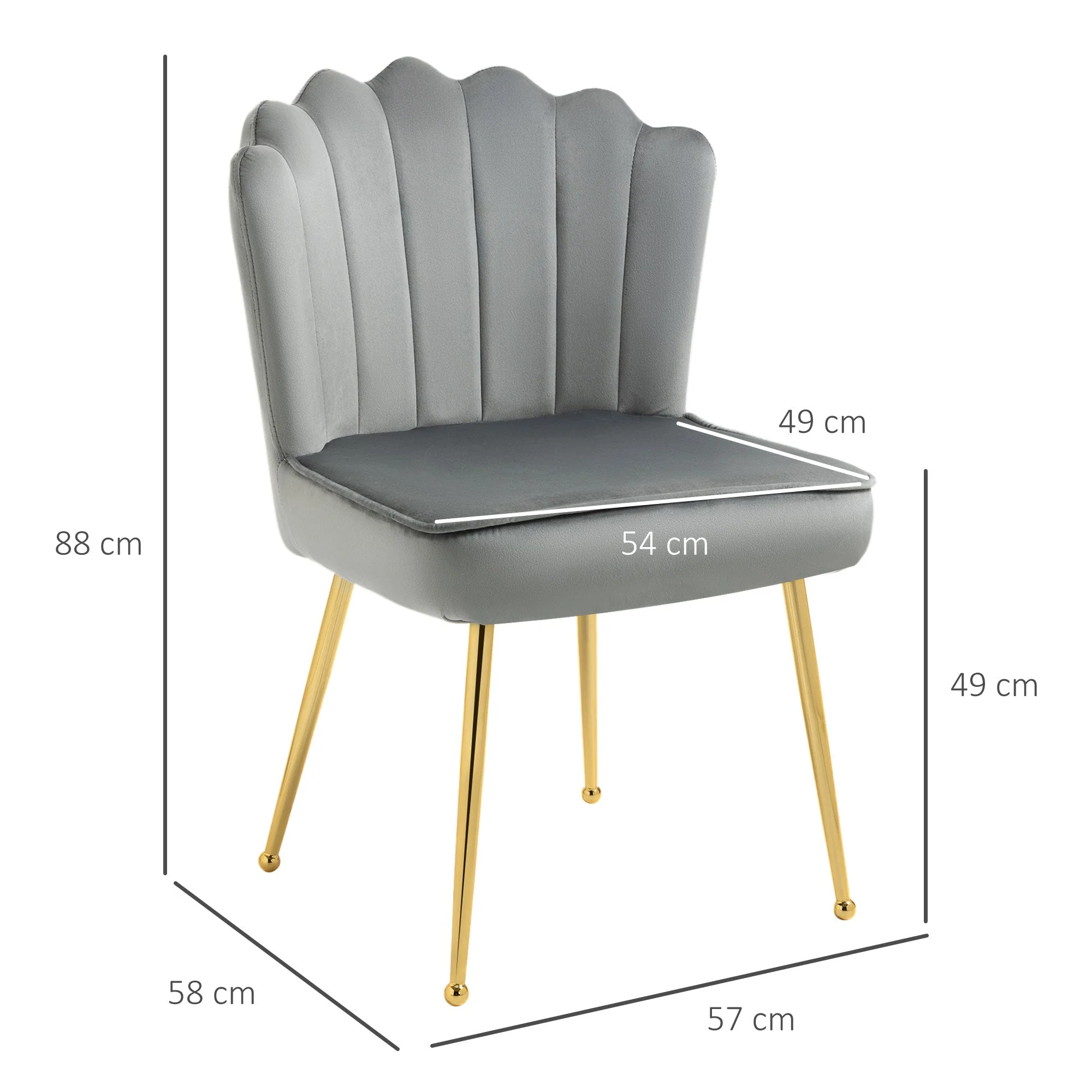 Homcom Velvet-Feel Shell Luxe Accent Chair - Image 3