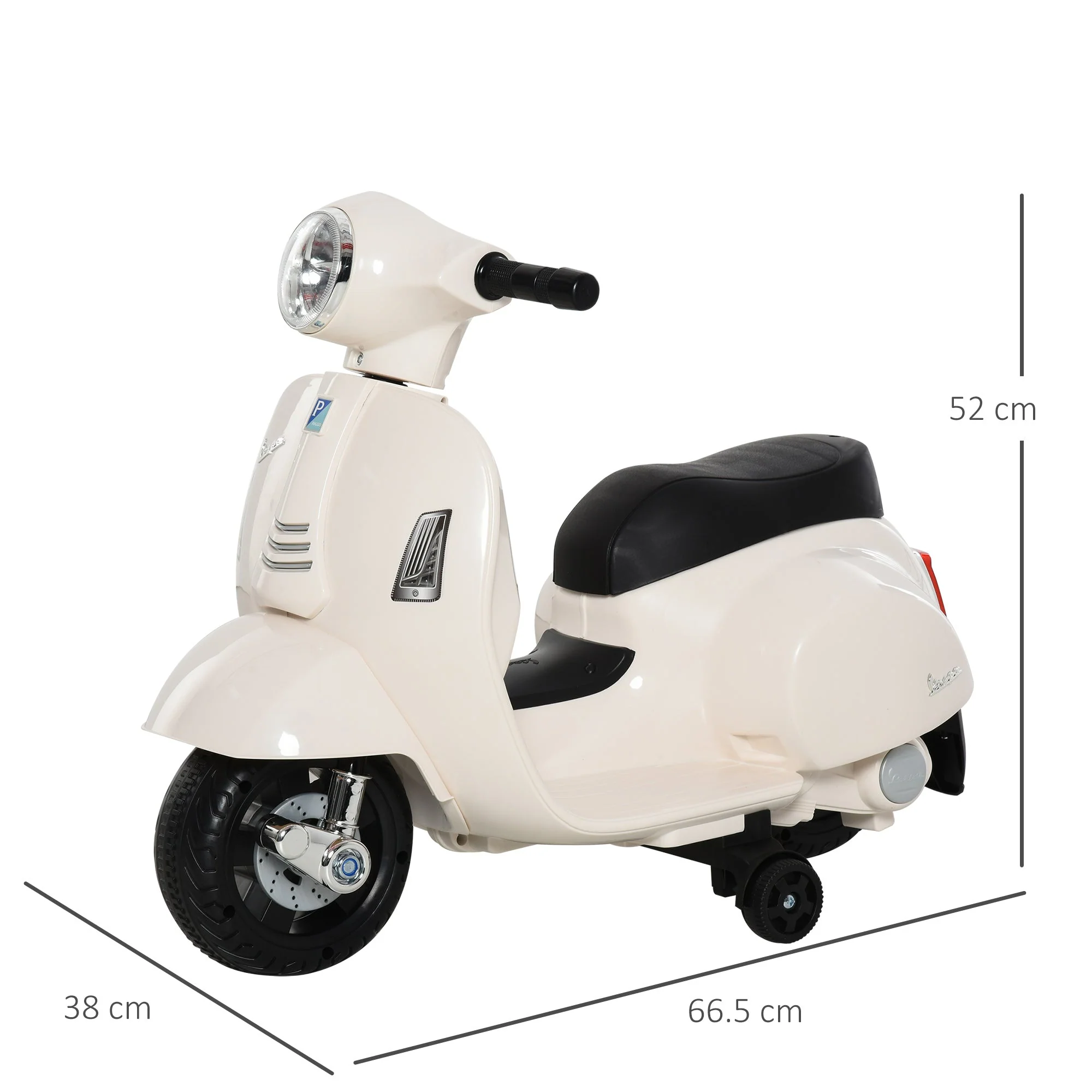 Homcom Vespa Licensed Kids Ride On Motorcycle 6V Battery Powered Electric Toys - Image 2
