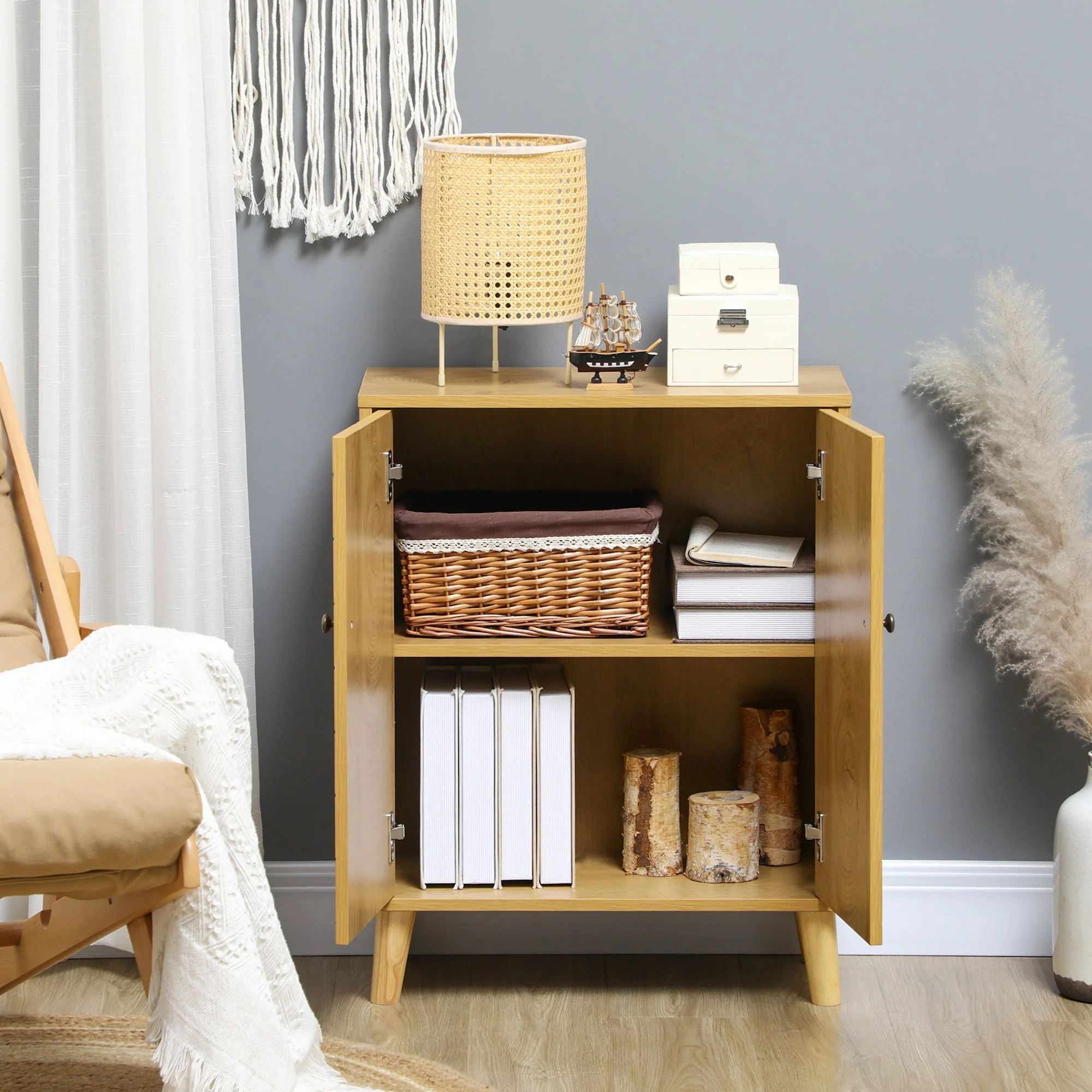 Homcom Vintage-Look Freestanding Sideboard With Inner Shelf - Image 7