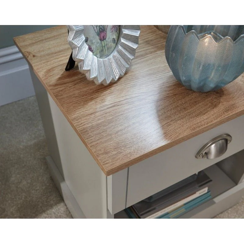 Kendal Bedside Table Grey 1 Shelf 1 Drawer - Image 3