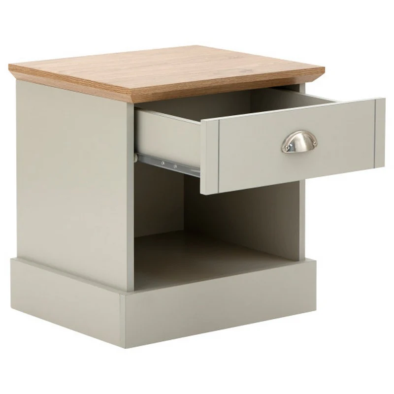 Kendal Bedside Table Grey 1 Shelf 1 Drawer - Image 8