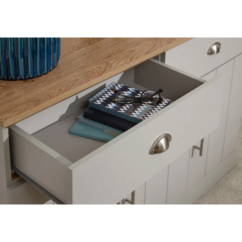 Kendal Large Sideboard Grey 3 Doors 4 Shelves 2 Drawers - Image 6