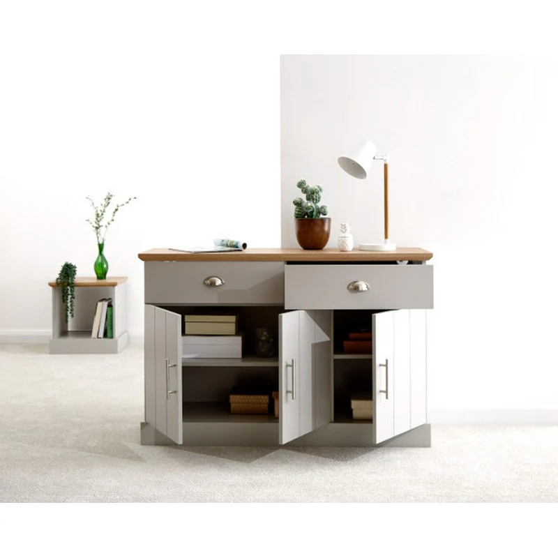 Kendal Large Sideboard Grey 3 Doors 4 Shelves 2 Drawers - Image 9