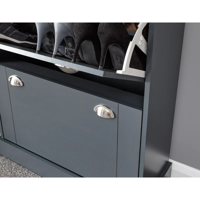 Kendal Tall Shoe Storage Blue 2 Doors 2 Shelves 1 Drawer - Image 8