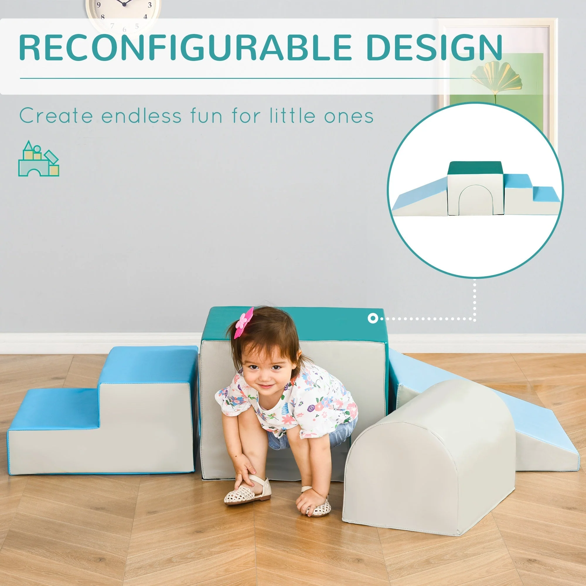 Kids 4-piece Soft Play Set Baby Foam Climber Climbing Indoor Block Toys Gross Motor Development for Toddlers 1-3 Years - Image 5