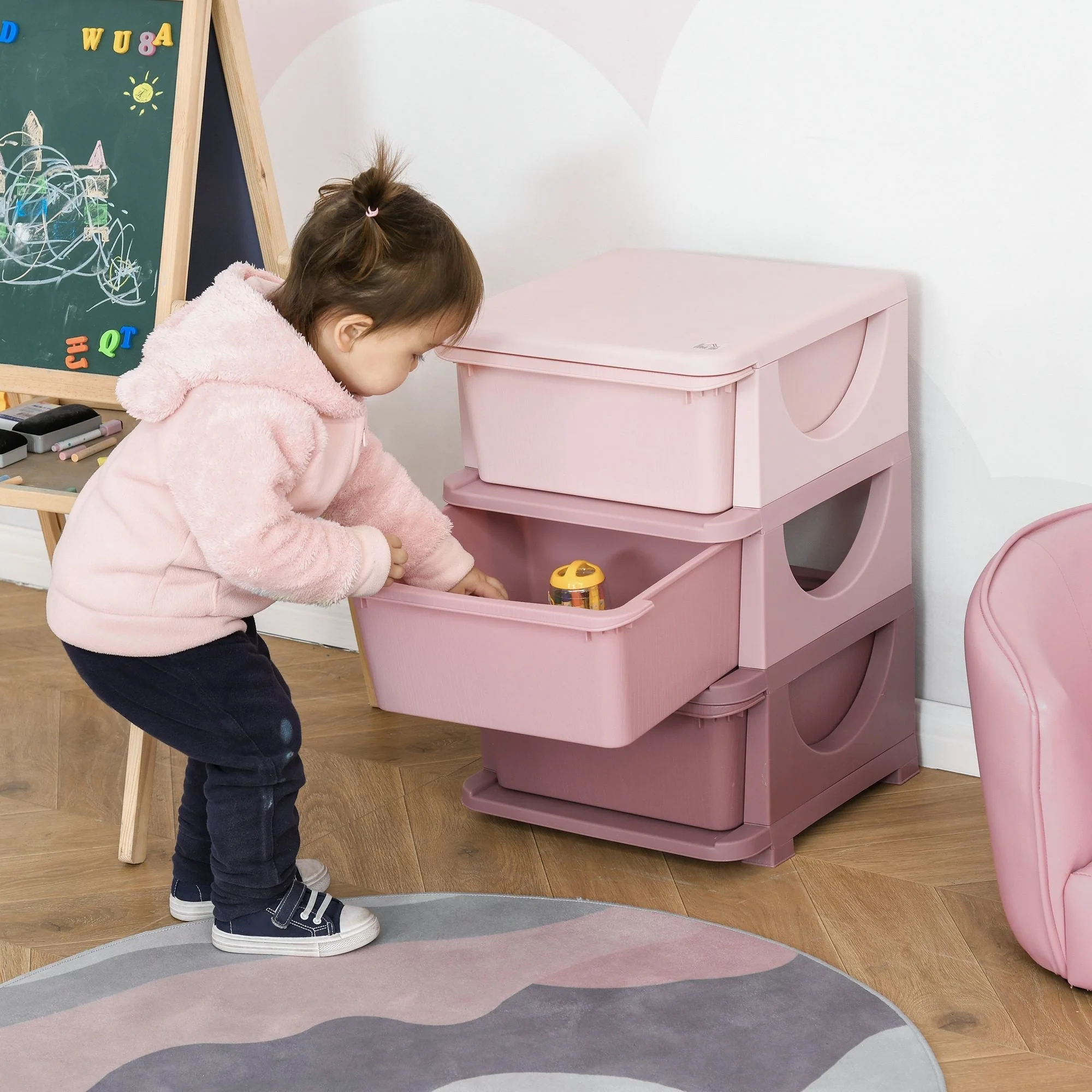 Kids Three-Tier Storage Unit – Pink - Image 2