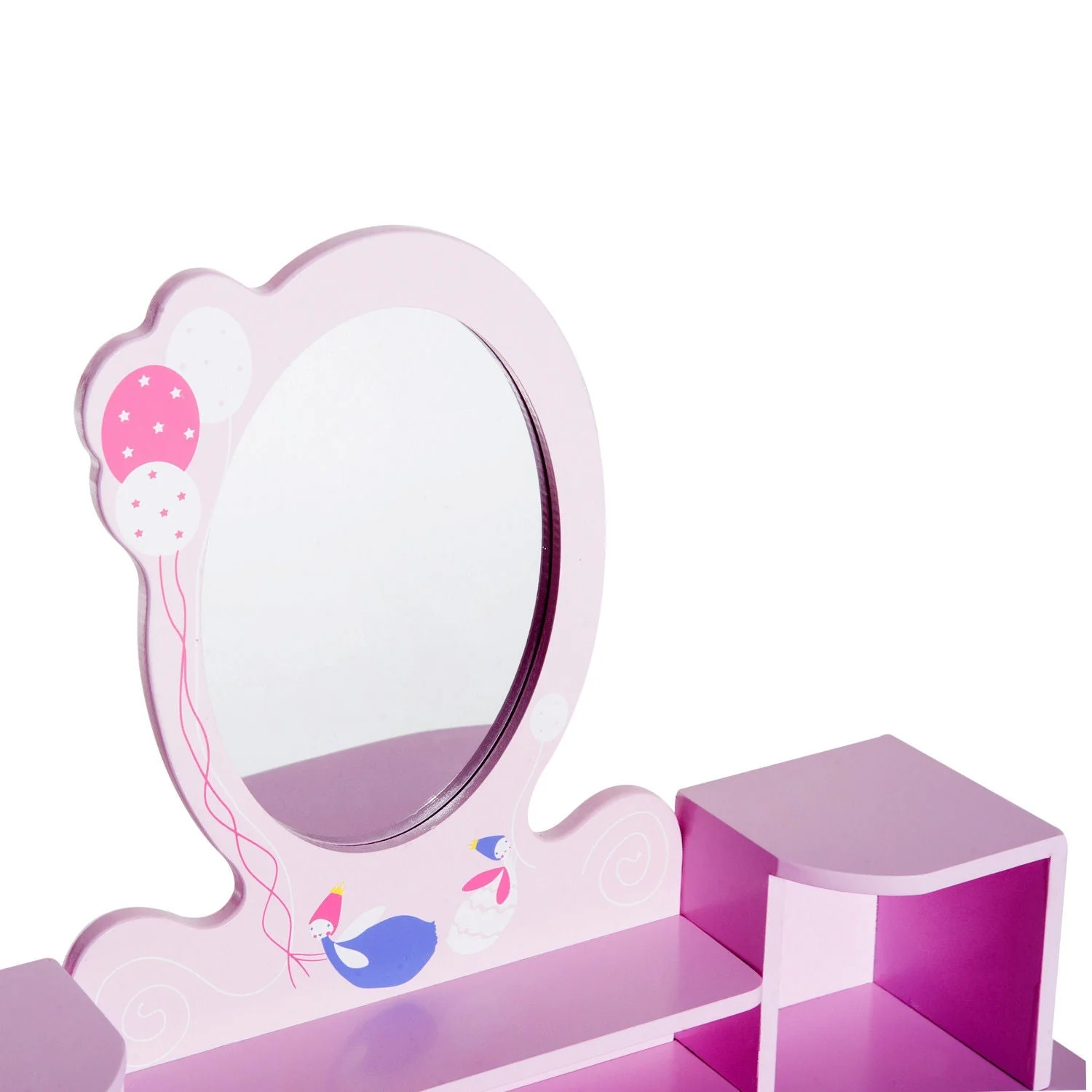 Kids Wooden Dressing Table and Stool Make Up Desk Pink - Image 8
