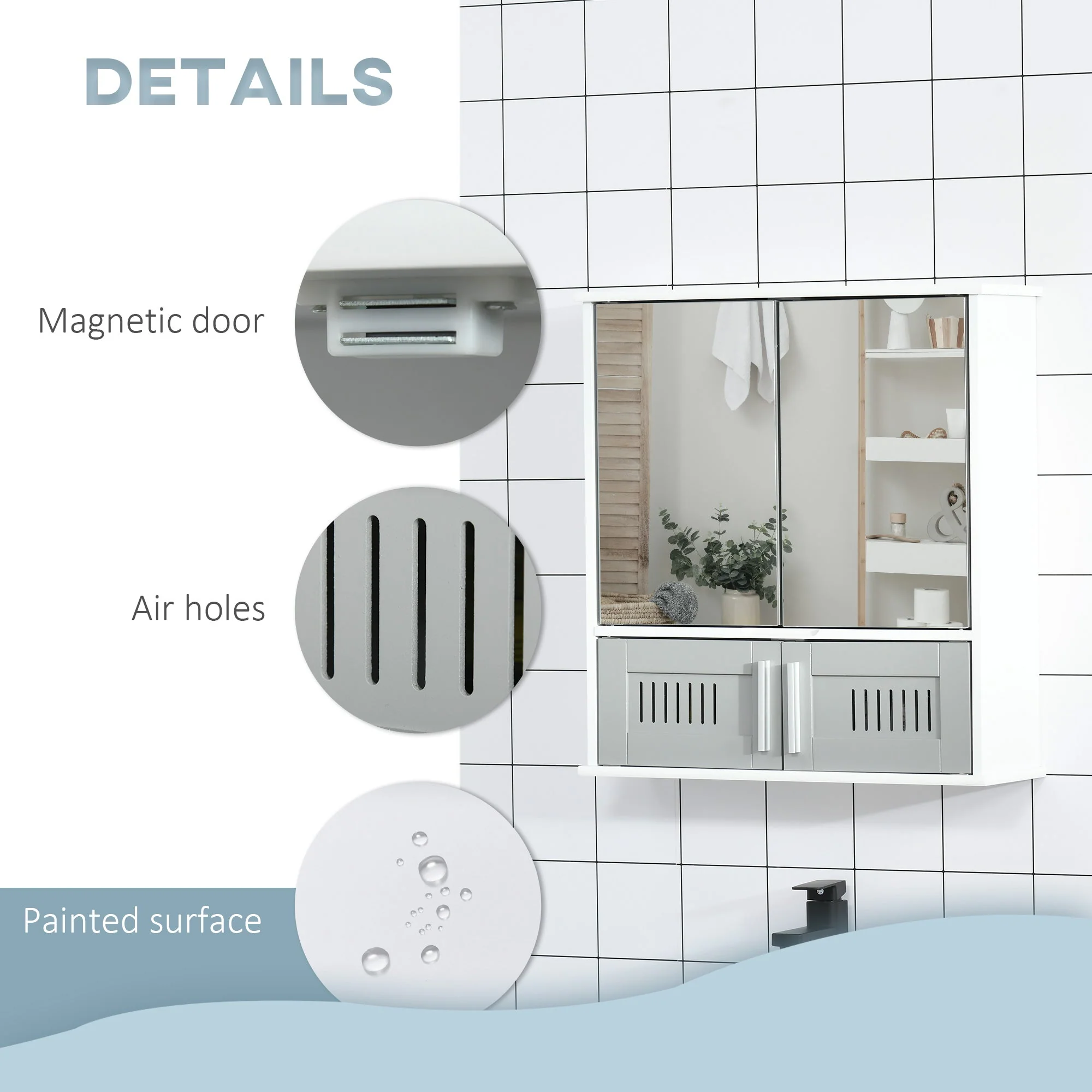 kleankin Bathroom Mirror Cabinet - Image 6