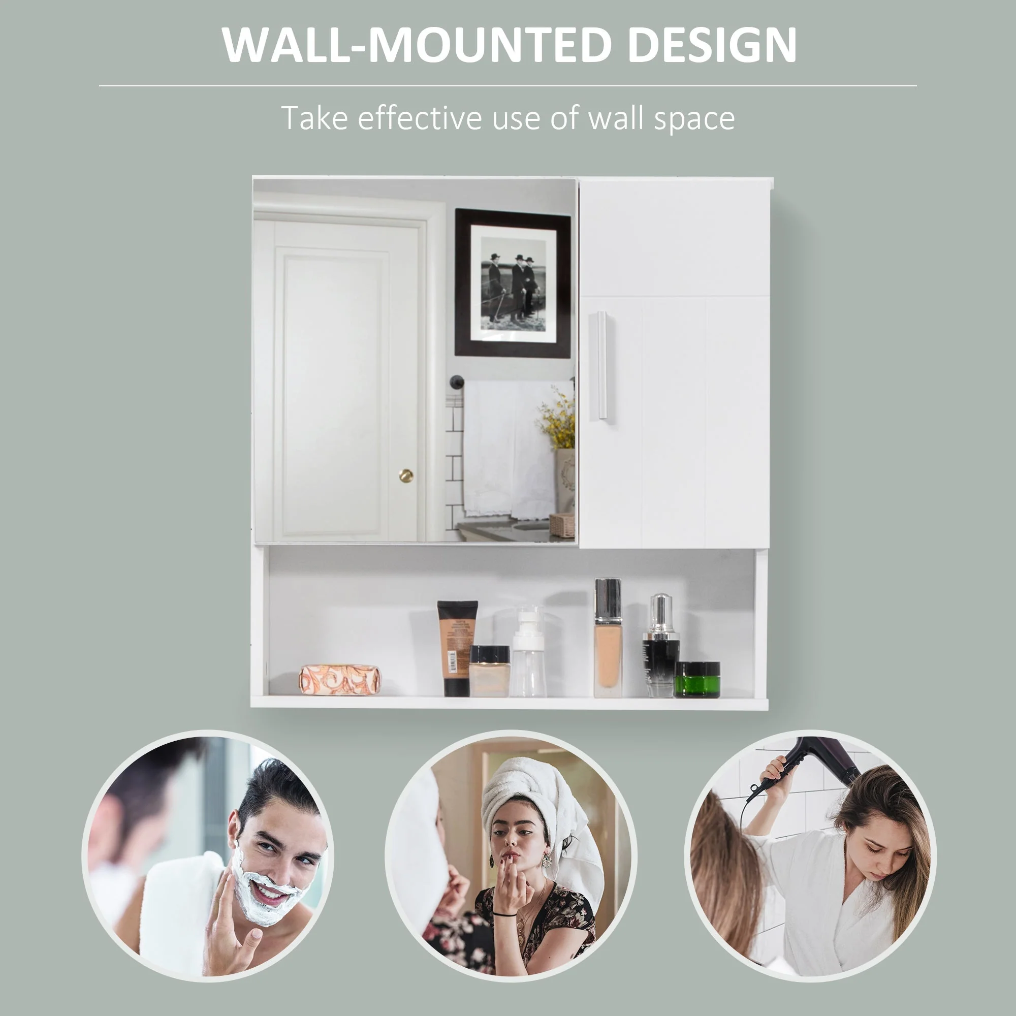 kleankin Bathroom Mirror Cabinet - Image 4