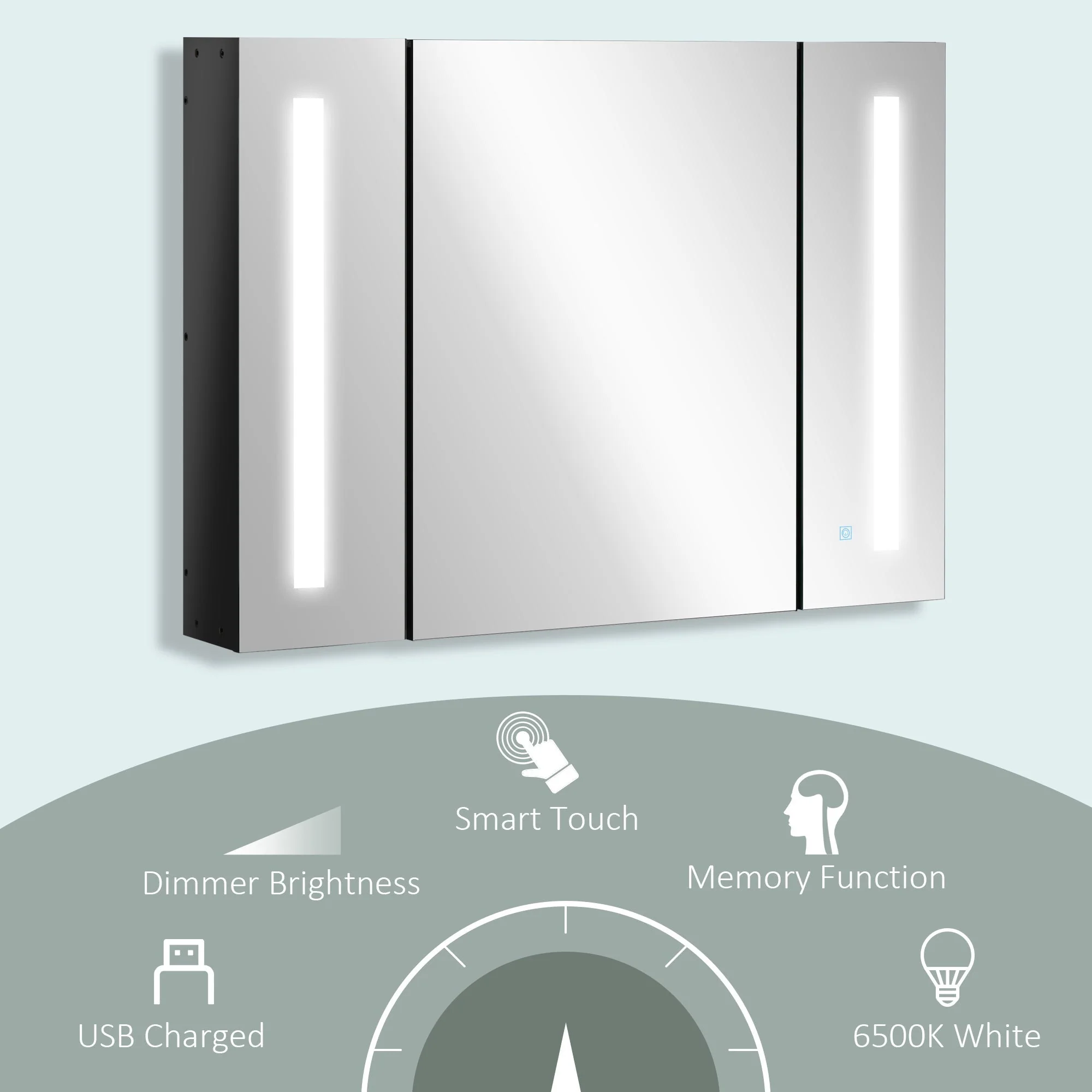 kleankin LED Bathroom Cabinet with Mirror - Image 5