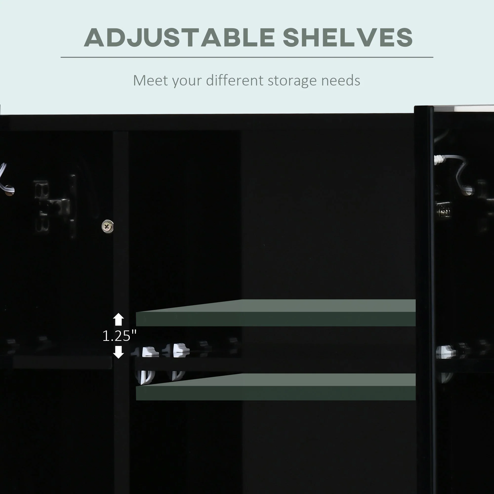 kleankin LED Bathroom Cabinet with Mirror - Image 6