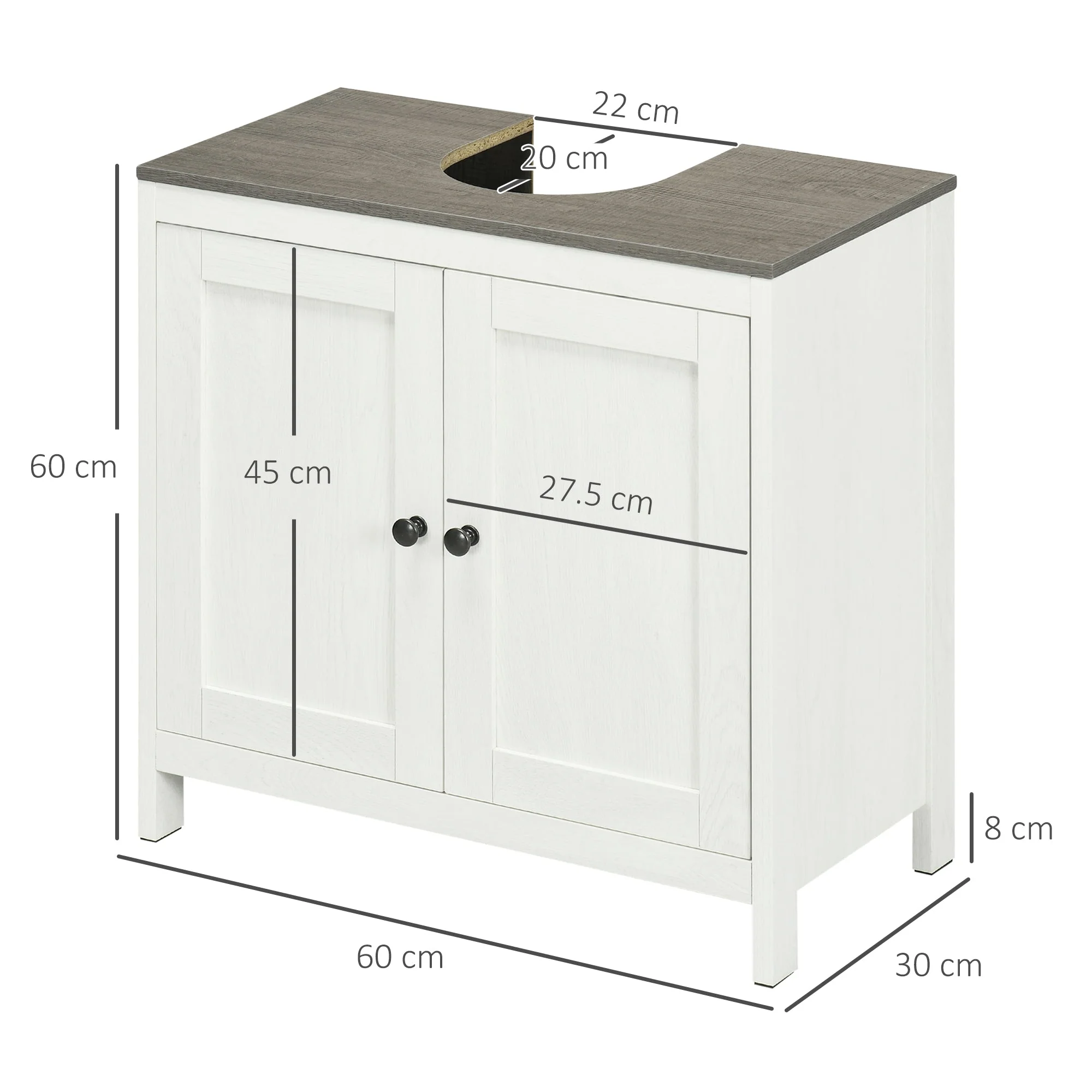 Kleankin Modern Bathroom Sink Cabinet - Image 3
