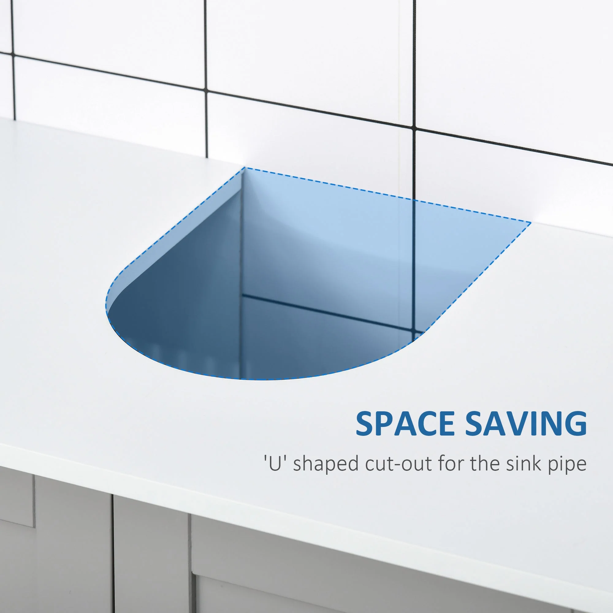 kleankin Modern Under Sink Cabinet with 2 Doors - Image 4