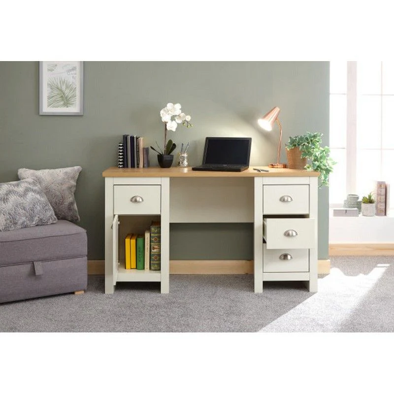 Lancaster Desk Cream 4 Drawers 1 Door - Image 3