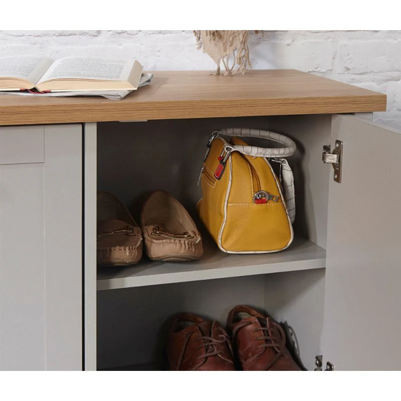 Lancaster Shoe Storage Grey 2 Doors 4 Shelves - Image 3