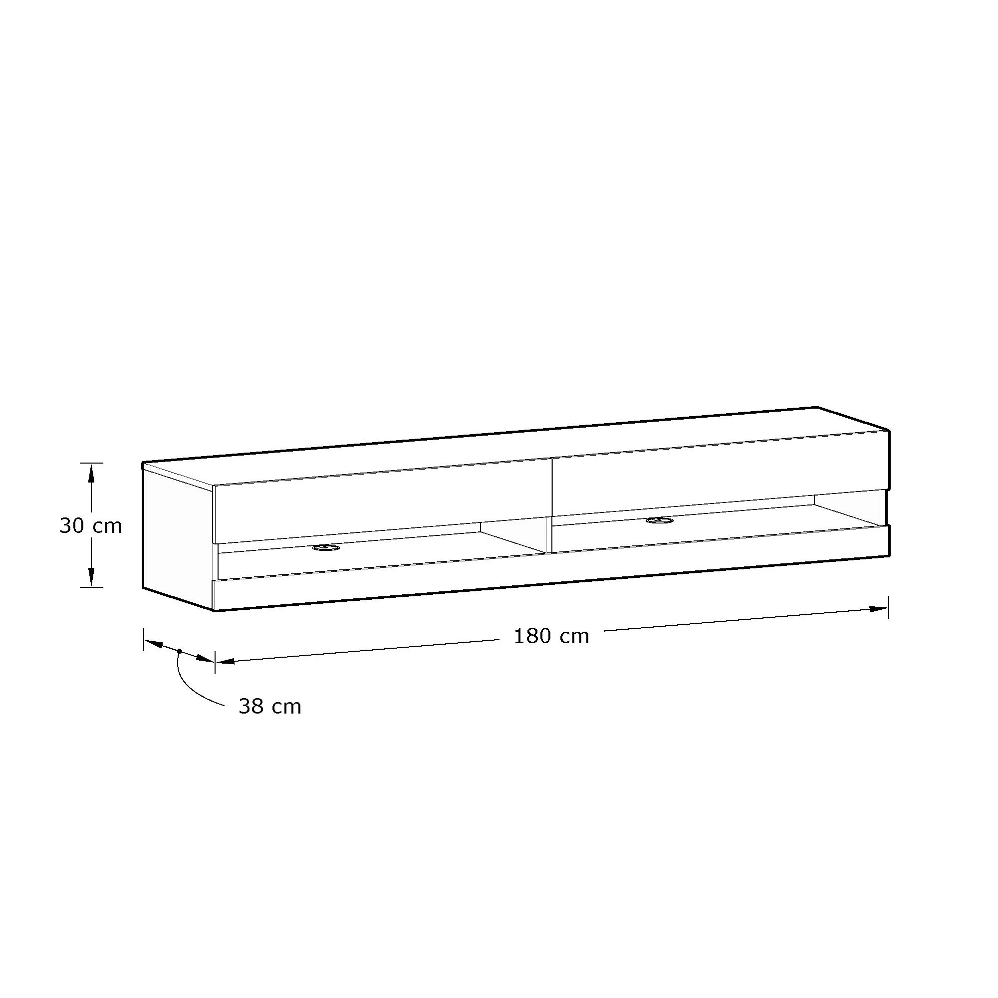 Leon TV Unit Oak 2 Shelves 2 Drawers - Image 6