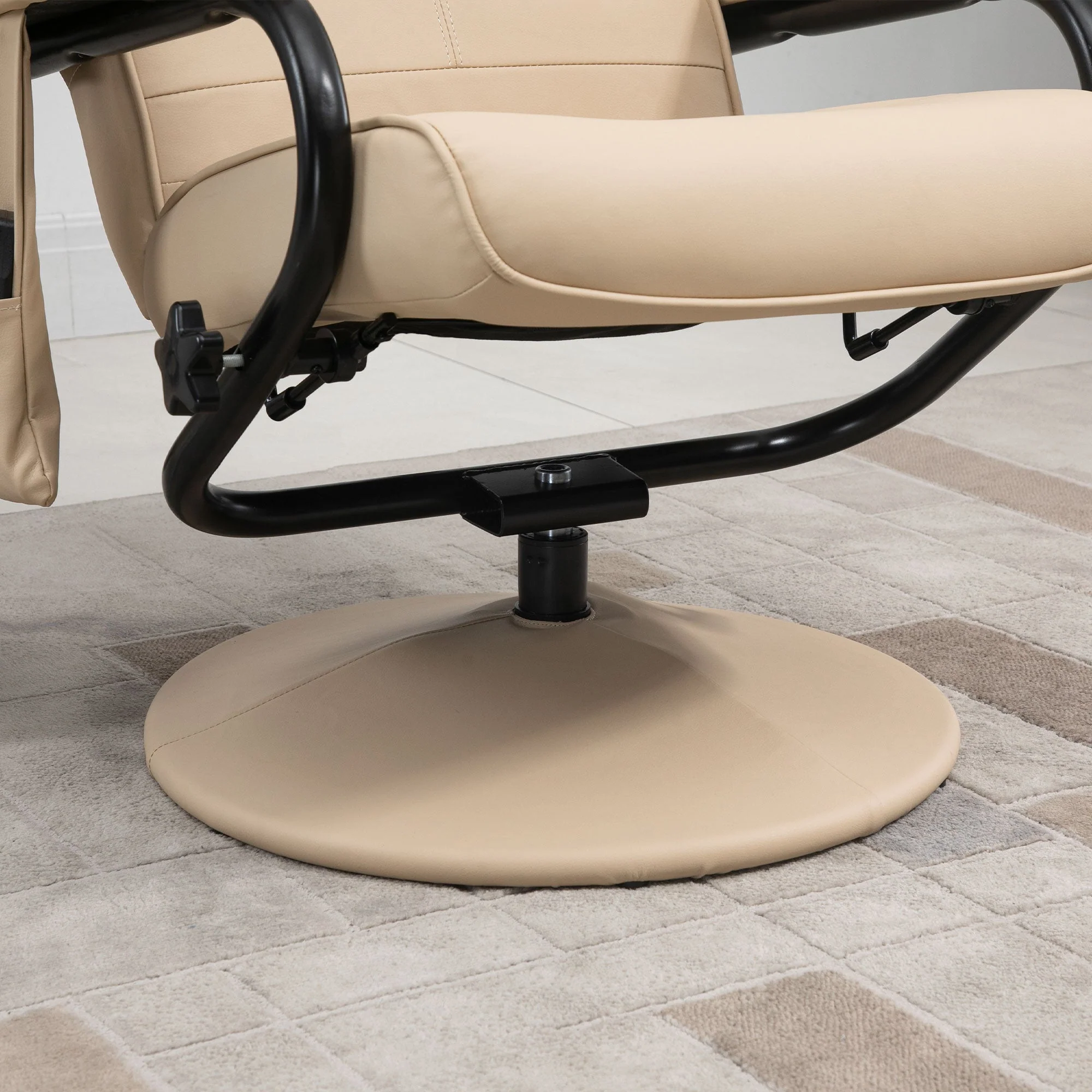Manual Sofa Reclining Armchair PU Leather Massage Recliner Chair and Ottoman - Image 8