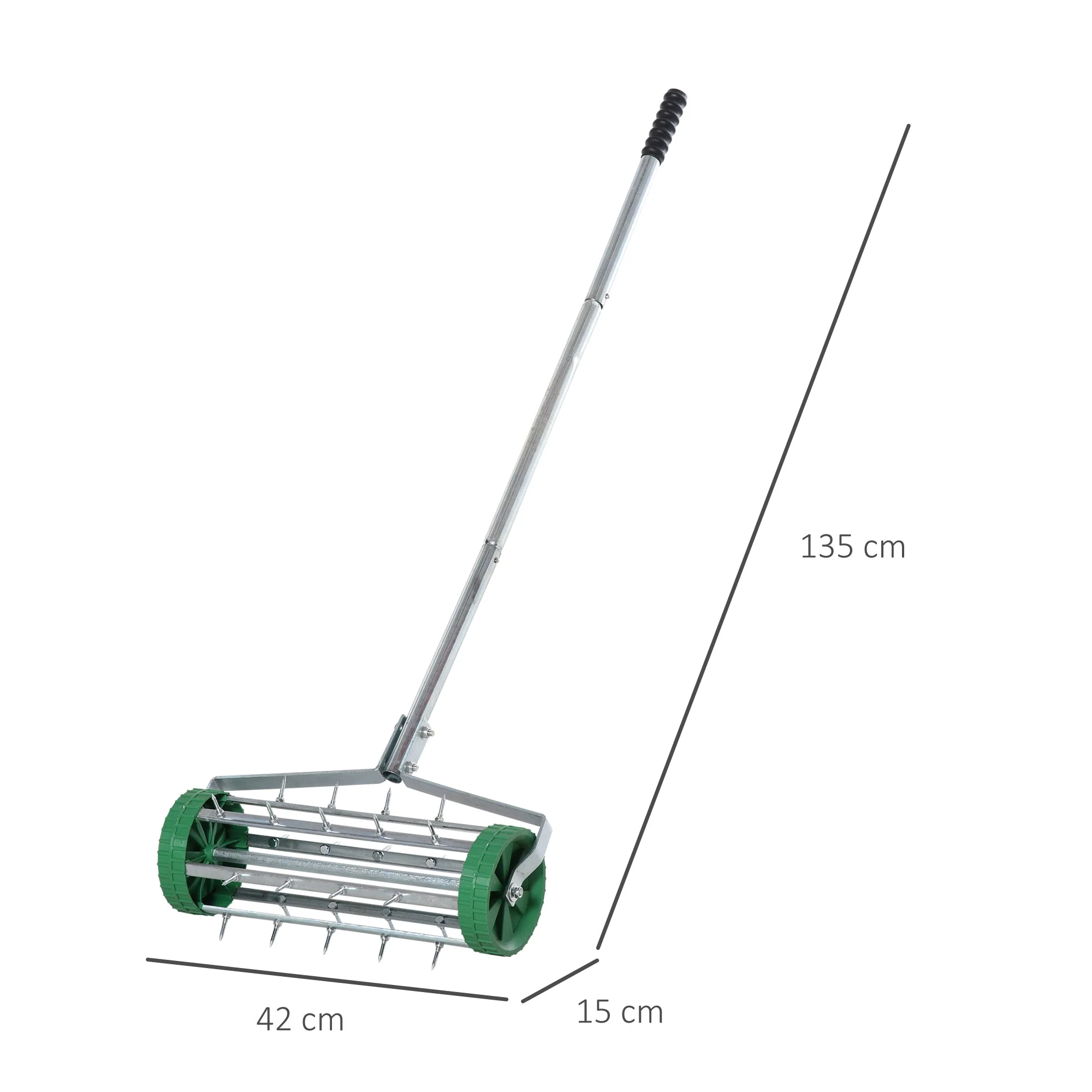 Metal 5 Spike Lawn Aerator Roller Green - Image 3