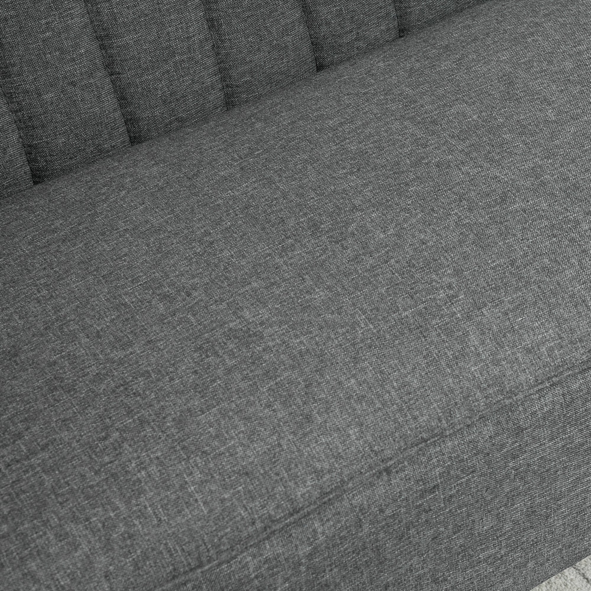 Modern Double Seat Sofa Loveseat Couch 2 Seater Compact Sofa Padded Linen Wood Leg Dark Grey - Image 8