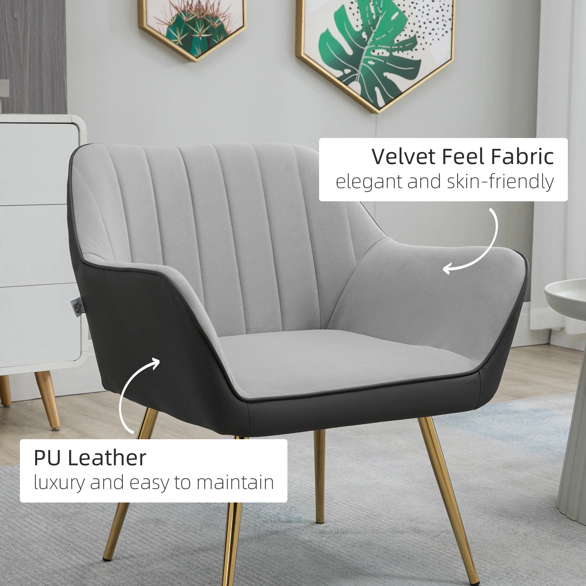 Modern Velvet Armchairs with Gold Steel Legs - Image 4