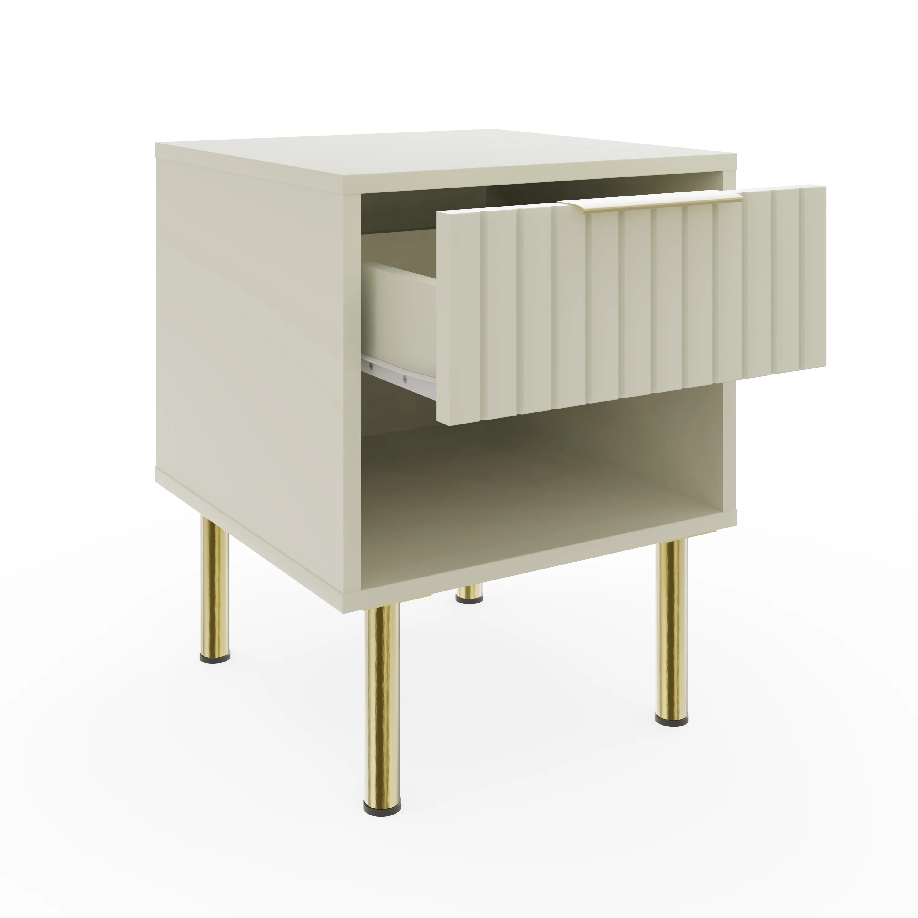 Nervata Side Table White & Gold 1 Shelf 1 Drawer - Image 2