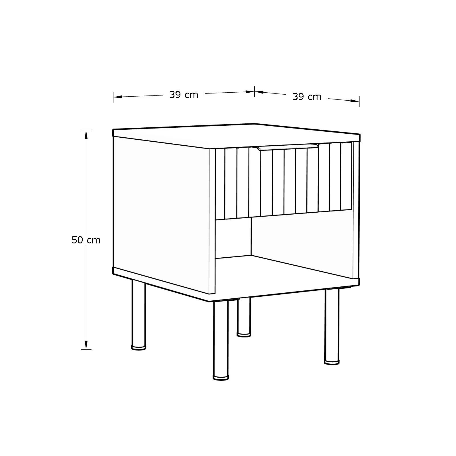 Nervata Side Table White & Gold 1 Shelf 1 Drawer - Image 6