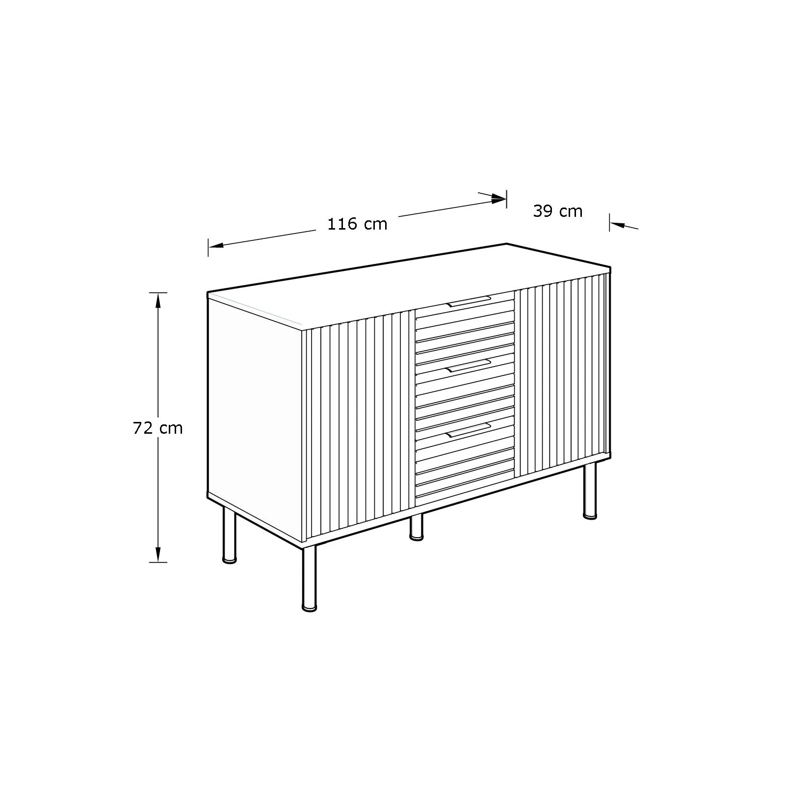 Nervata Large Sideboard White & Gold 2 Doors 4 Shelves 3 Drawers - Image 6