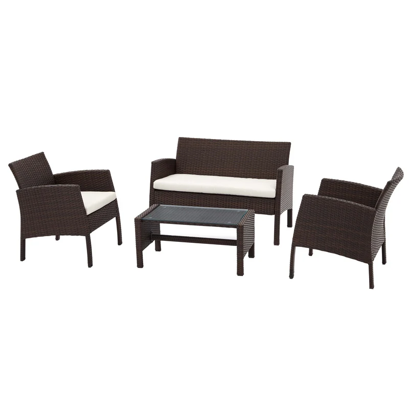 Nevada Rattan Garden Patio Dining Set by Royalcraft - 2 Seats Grey Cushions - Image 3