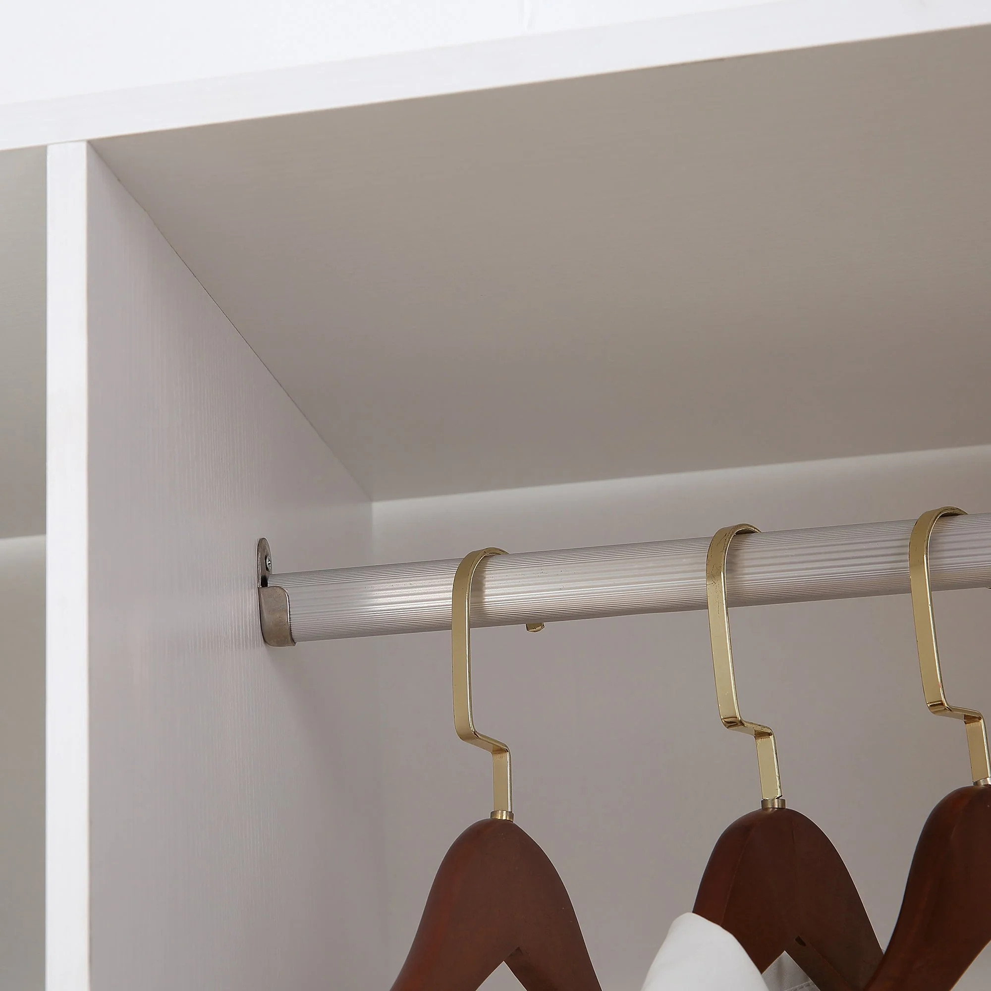 Open Wardrobe Double Mobile Storage Shelves Organizer W/6 Wheels-White - Image 9