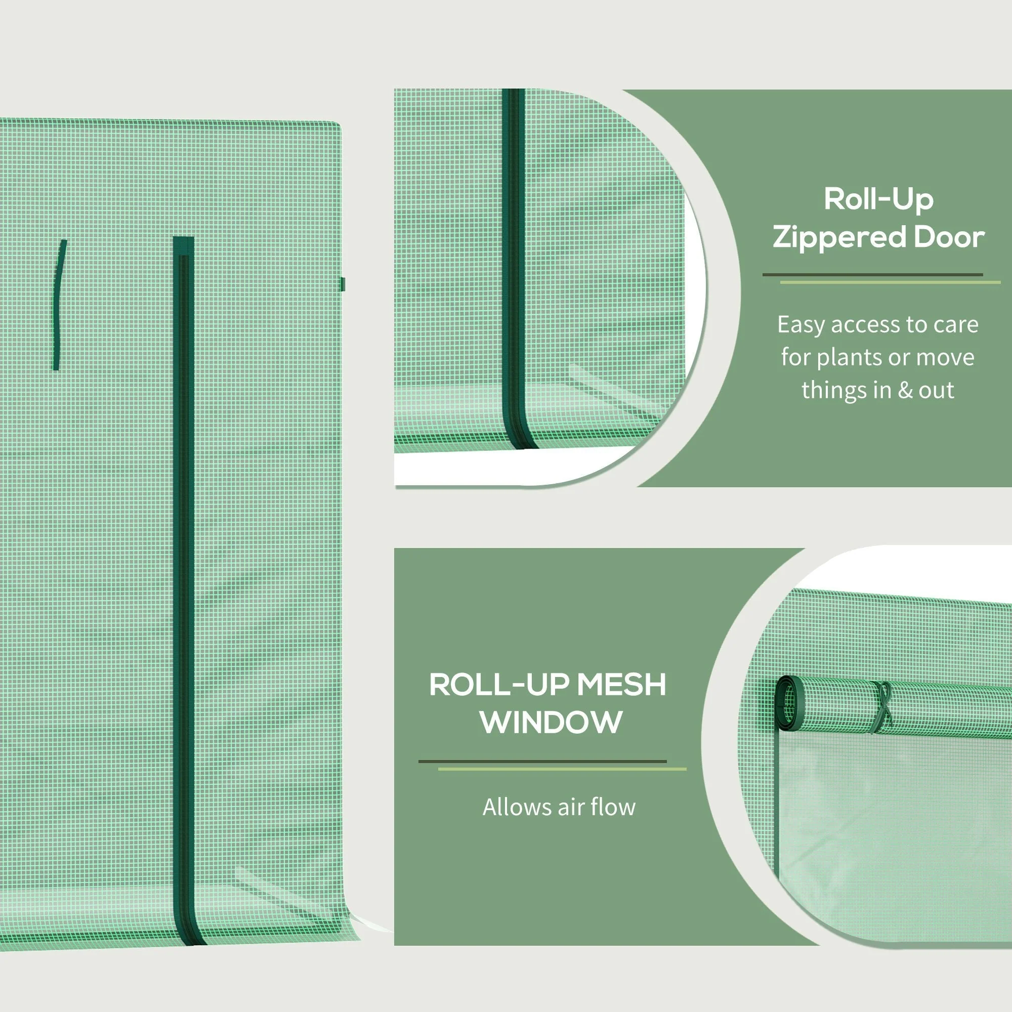 Outdoor Greenhouse Poly Tunnel Plants Reinforced Top Cover 1.98 X 0.77 X 1.49 M - Image 5
