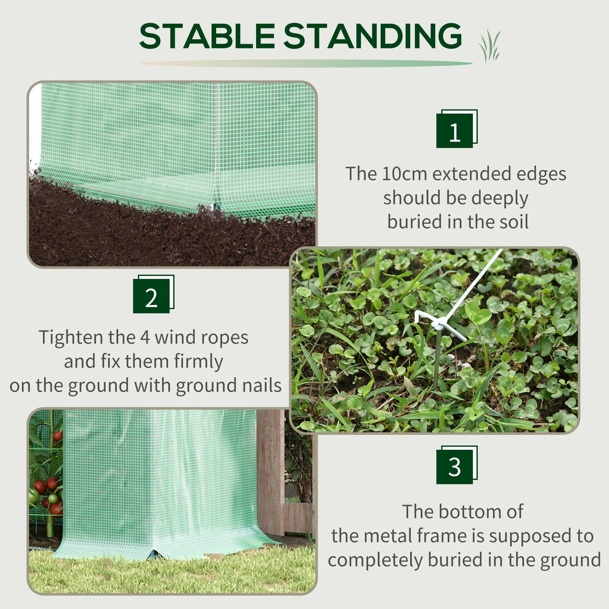 Outdoor Greenhouse Poly Tunnel Plants Reinforced Top Cover 1.98 X 0.77 X 1.49 M - Image 6