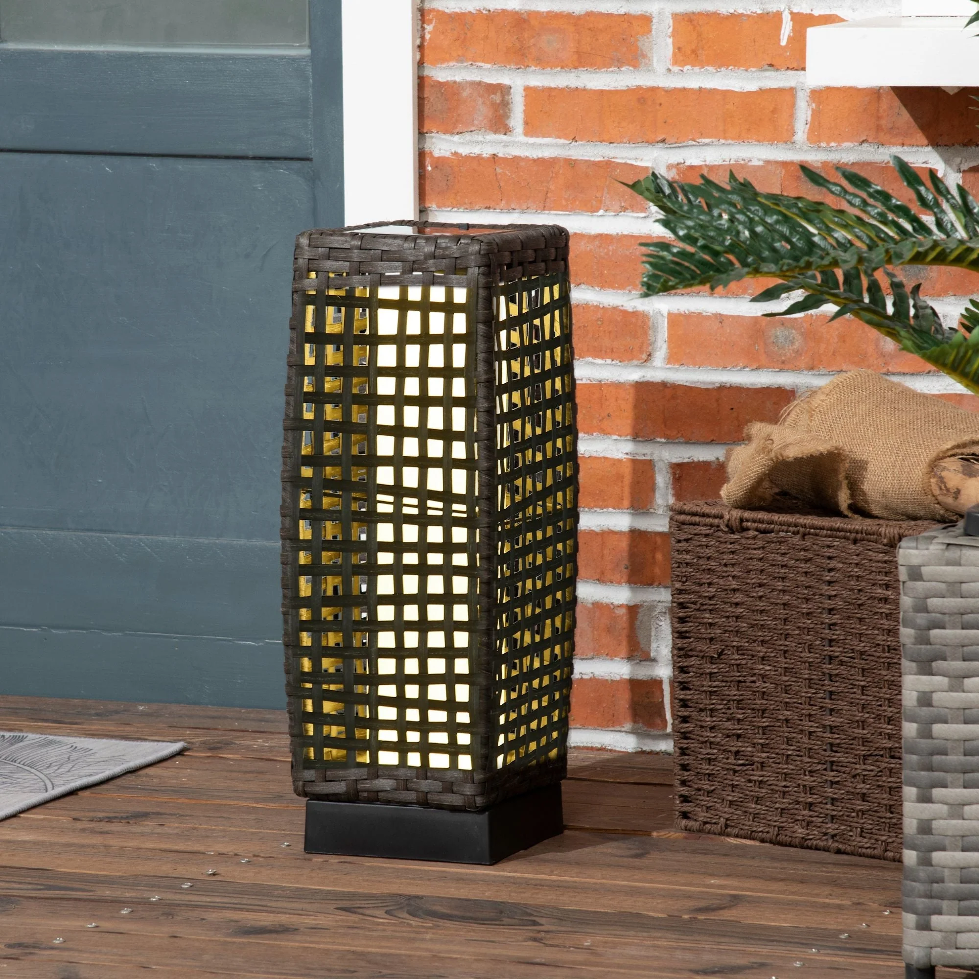 Outdoor Rattan Solar Lantern - Image 2