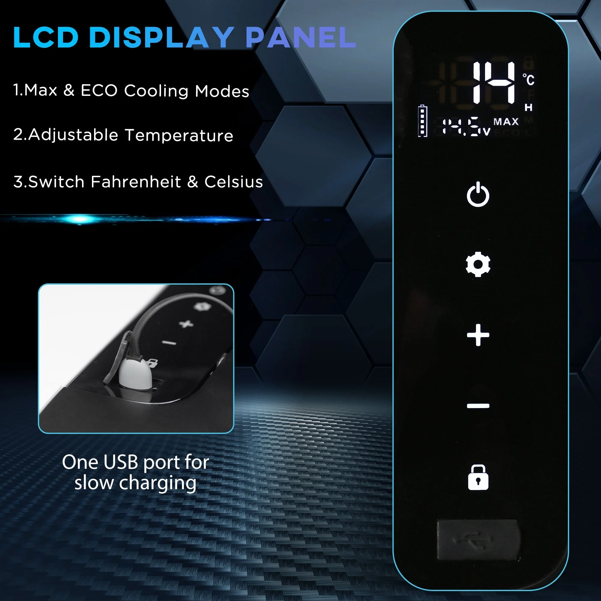 Outsunny 12V Car Refrigerator w/ LED Light & Foldable Handles - Image 5