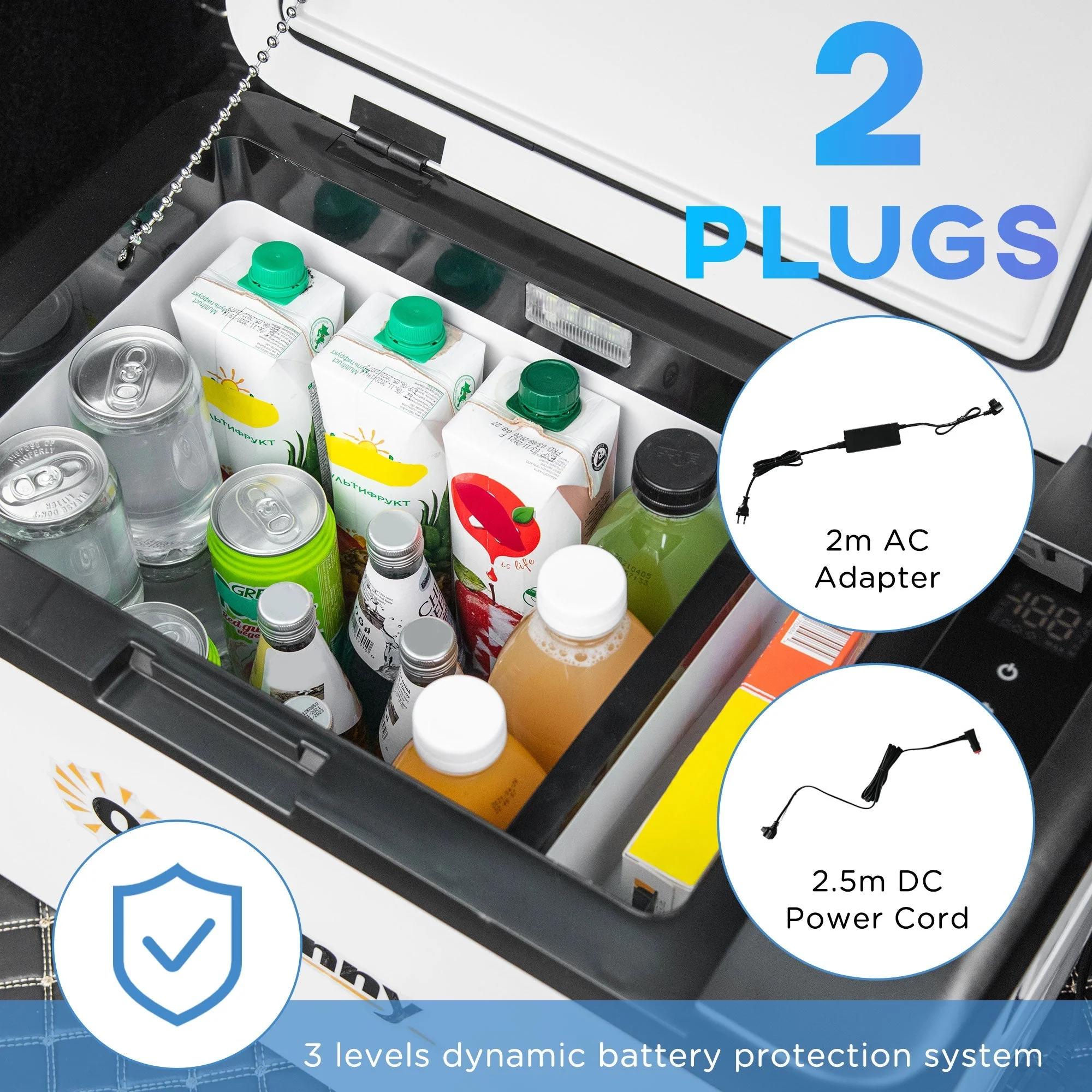 Outsunny 12V Car Refrigerator w/ LED Light & Foldable Handles - Image 6