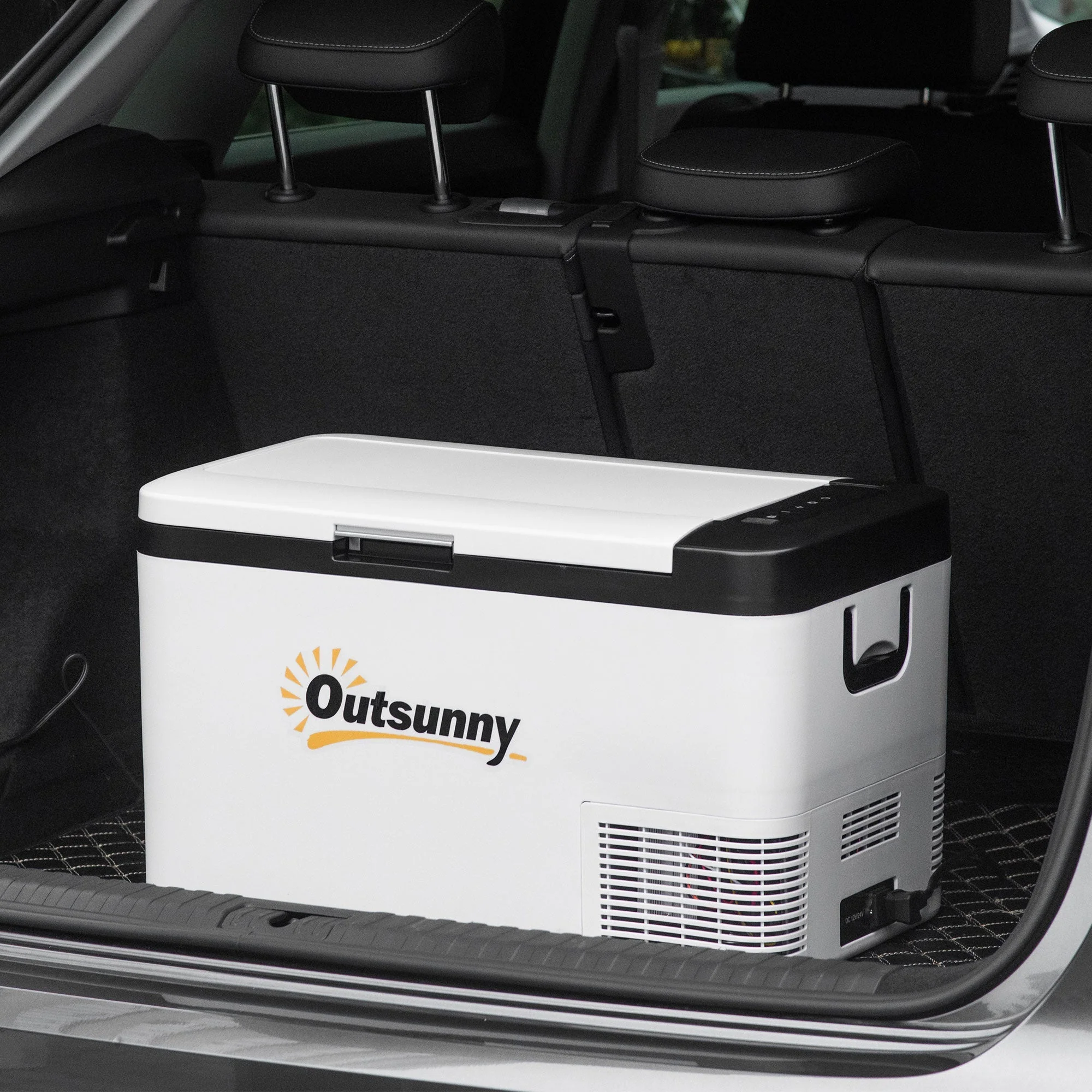 Outsunny 12V Car Refrigerator w/ LED Light & Foldable Handles - Image 8