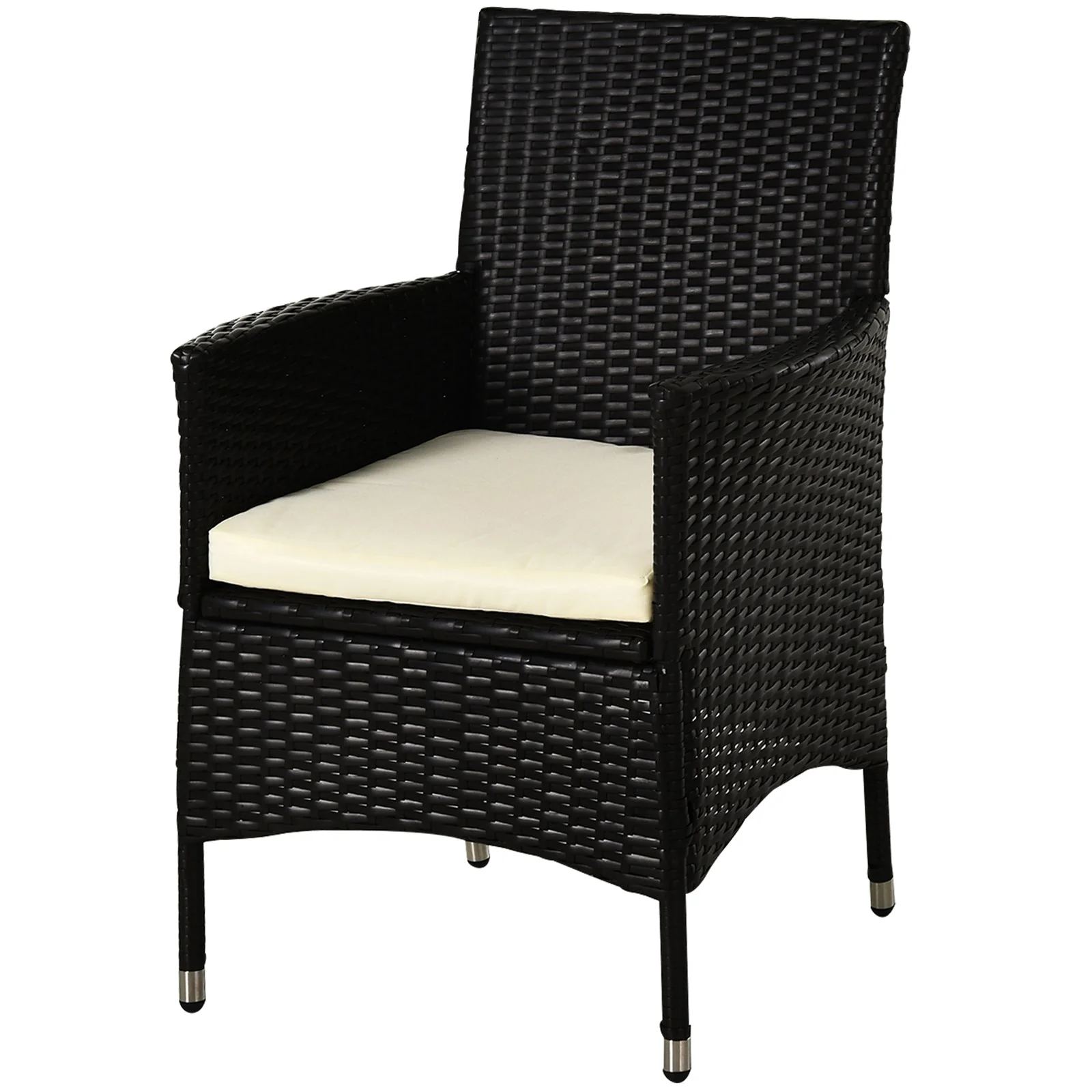 Outsunny 2 Pc Outdoor Rattan Armchair Dining Chair Garden Patio Furniture With Armrests Cushions Deep Coffee - Image 8