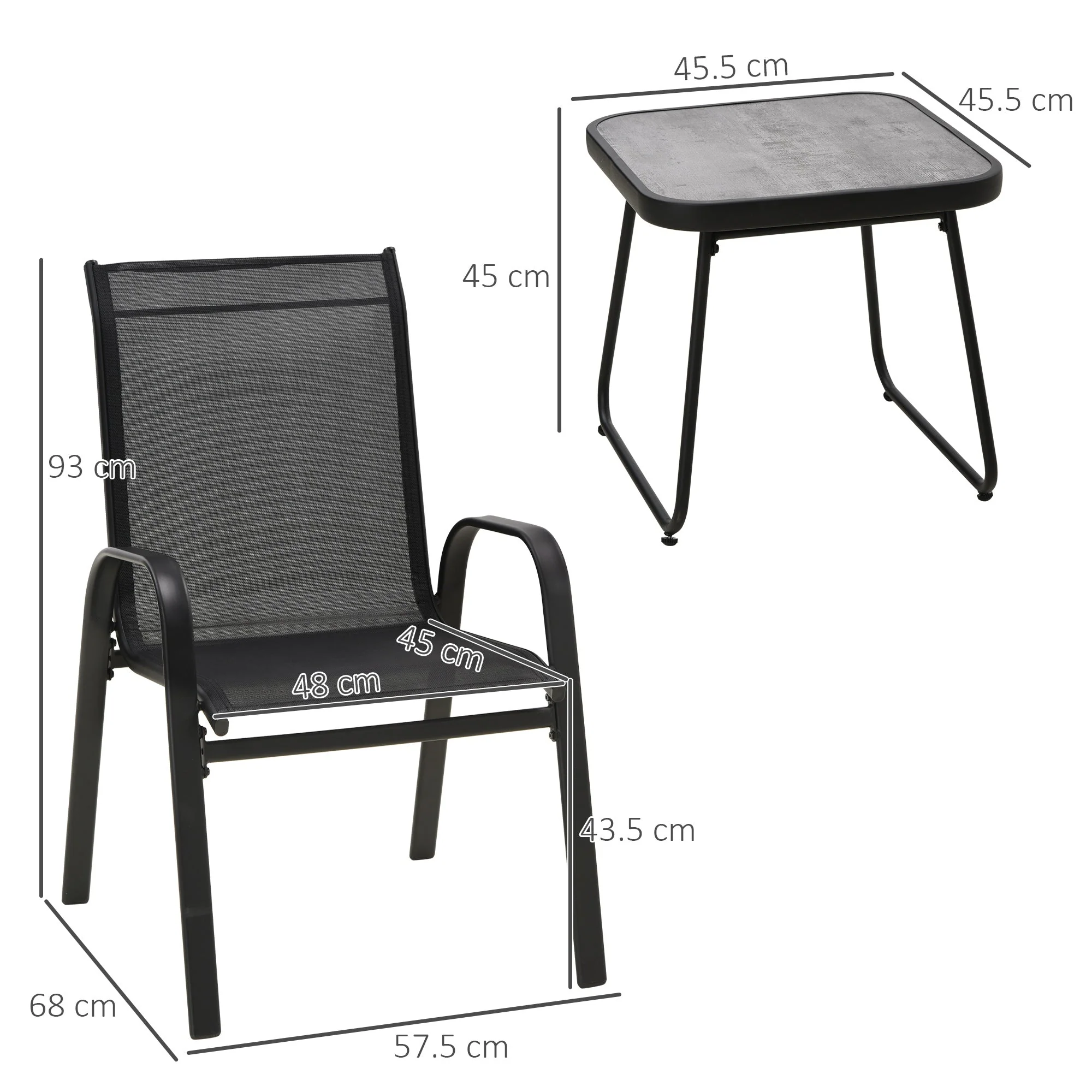 Outsunny 3 Pieces Outdoot Bistro Set - Image 3