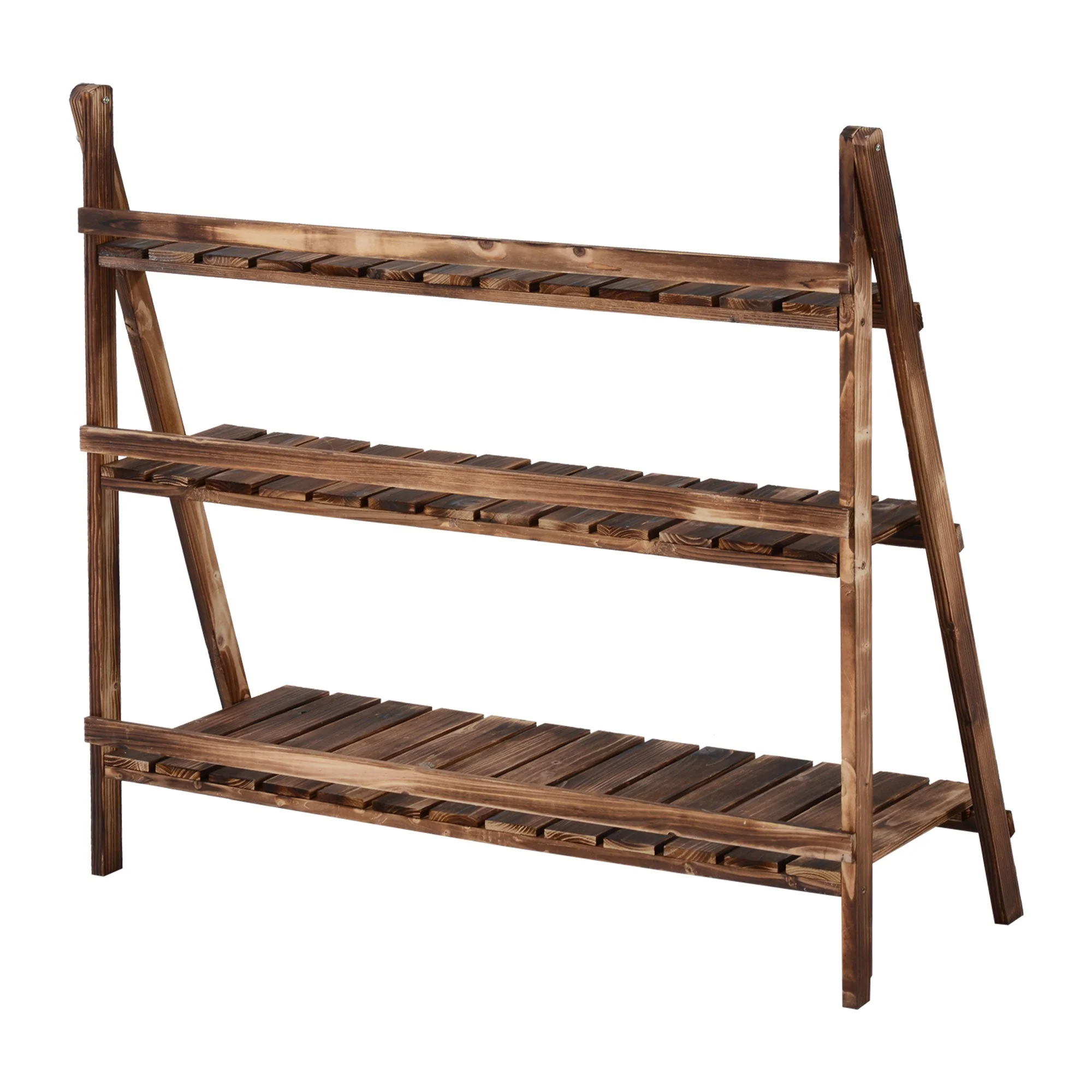 Outsunny 3 Tier Flower Stand Wood Folding Planter Ladder Display Shelf Rack For Garden Outdoor Backyard 100Lx37Wx93H(cm) - Image 8