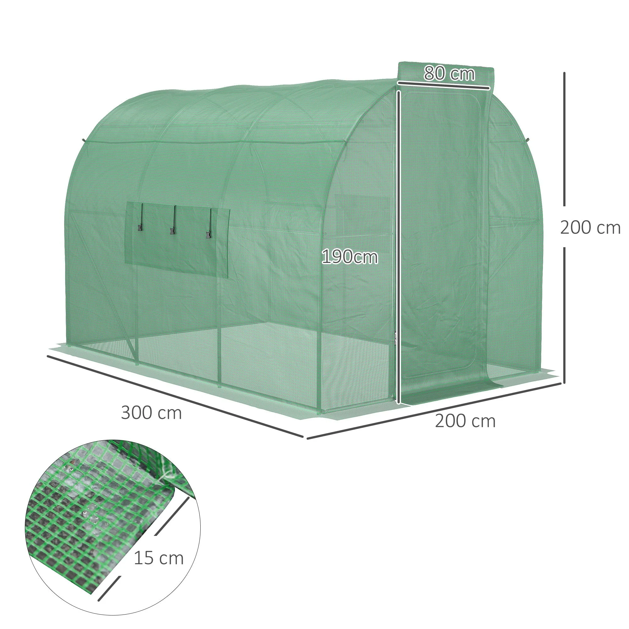 Outsunny 3 X 2M Walk-In Greenhouse With Metal Frame And Door - Image 3