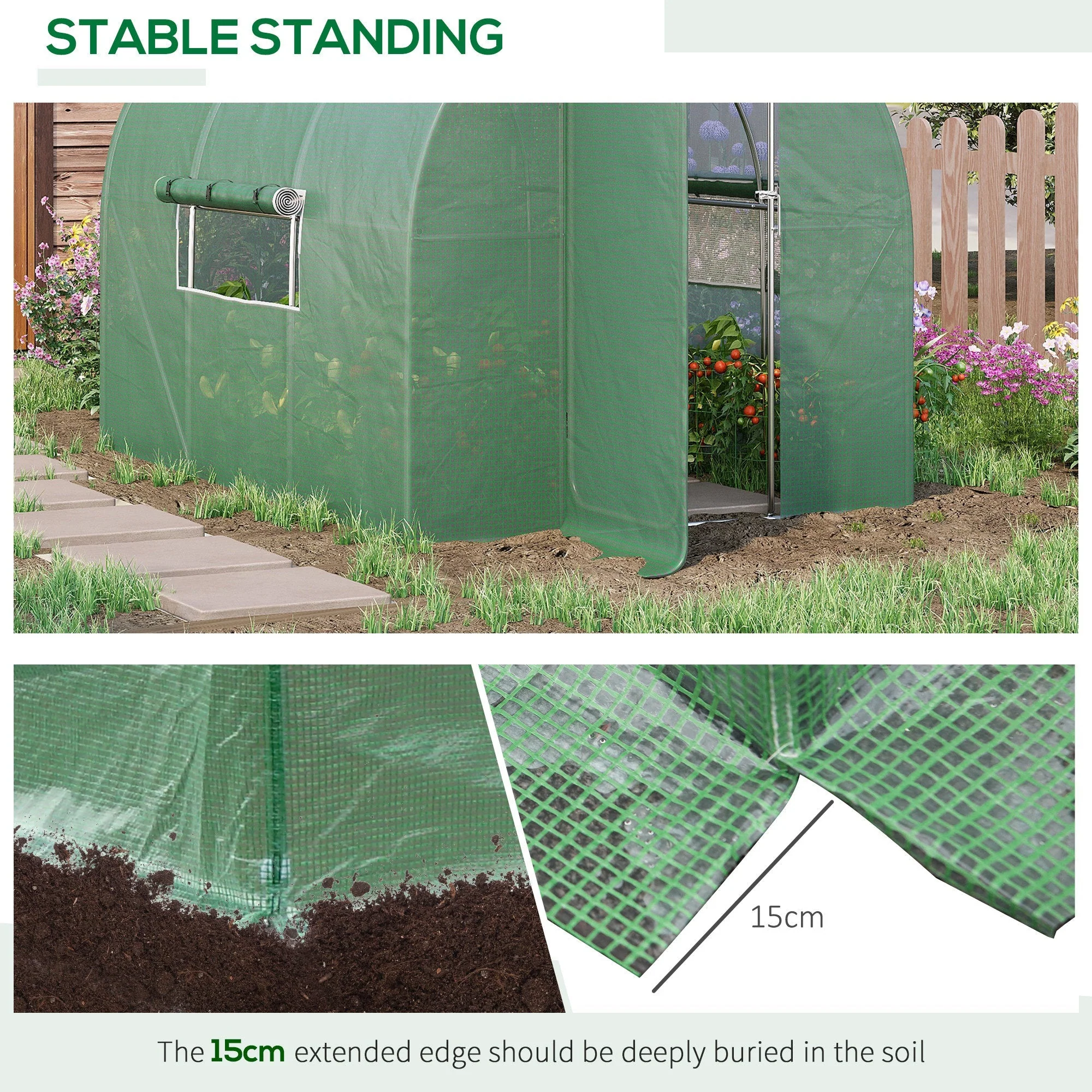 Outsunny 3 X 2M Walk-In Greenhouse With Metal Frame And Door - Image 5