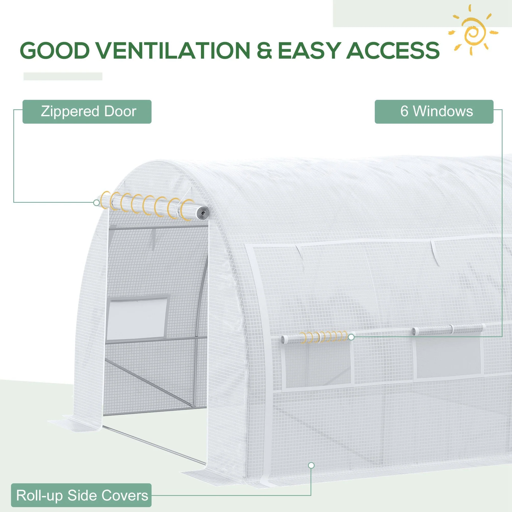 Outsunny 3 X 3 X 2 M Polytunnel Greenhouse - Image 5