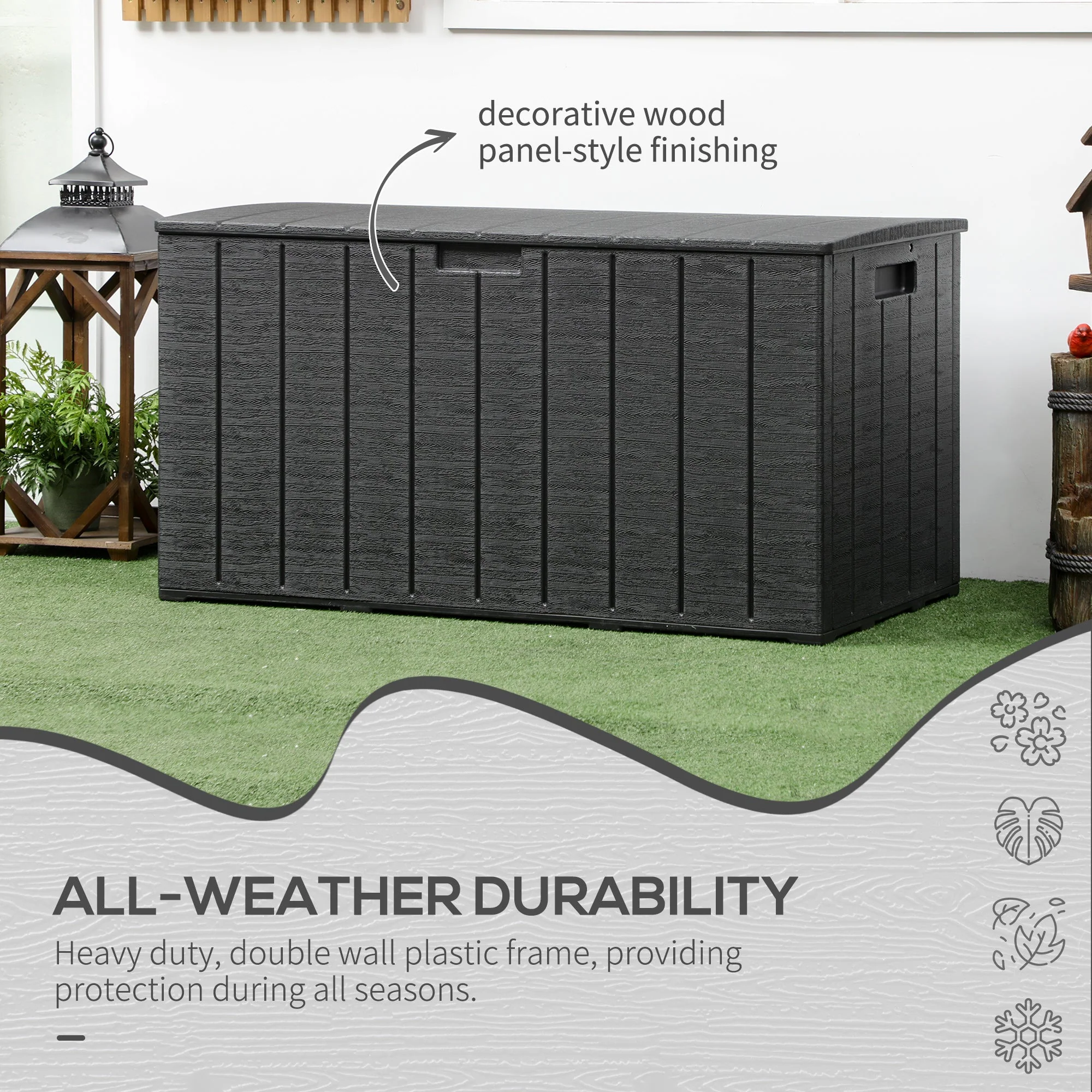 Outsunny 336 Litre Extra Large Outdoor Garden Storage Box - Image 6