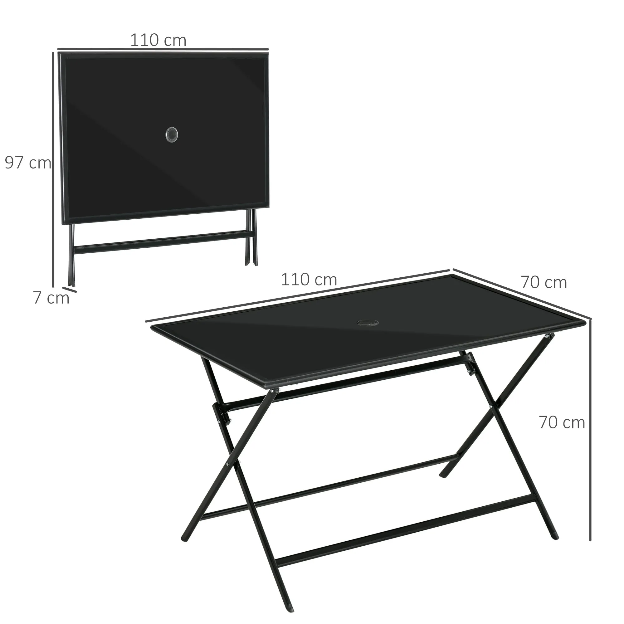Outsunny Folding Outdoor Dining Table For 6 - Image 3