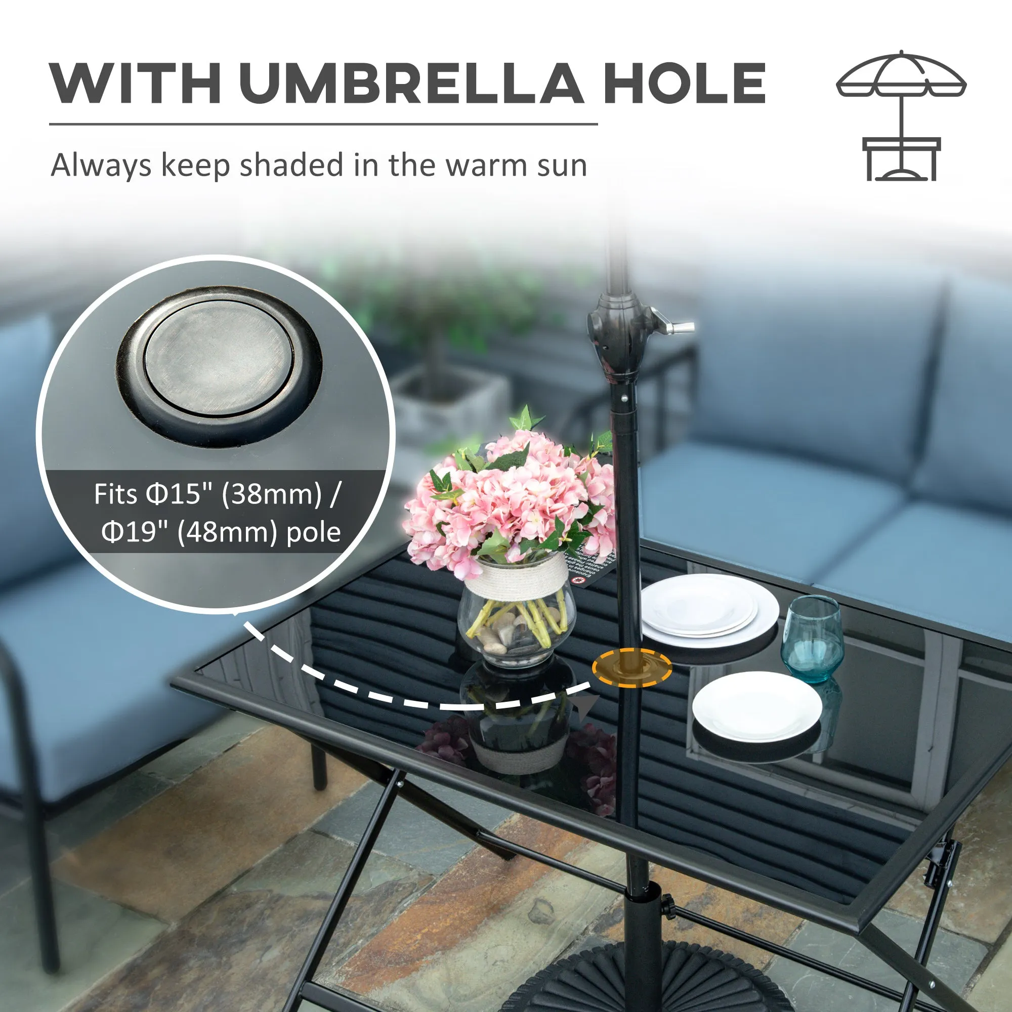 Outsunny Folding Outdoor Dining Table For 6 - Image 4