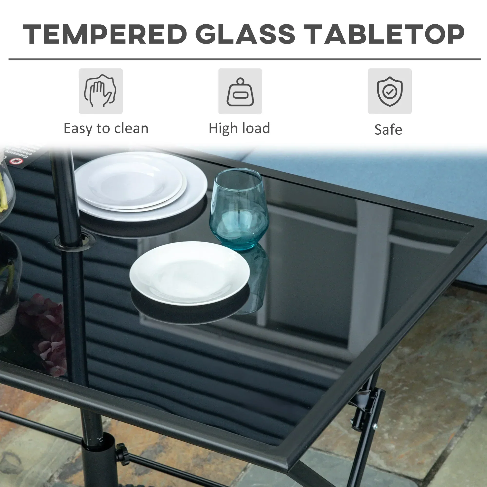 Outsunny Folding Outdoor Dining Table For 6 - Image 6