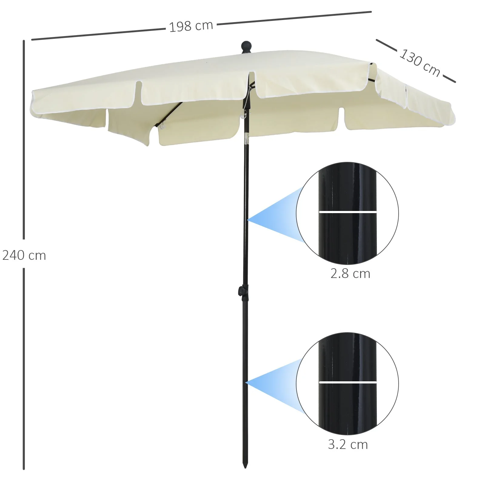 Outsunny Garden Parasol Umbrella - Image 3
